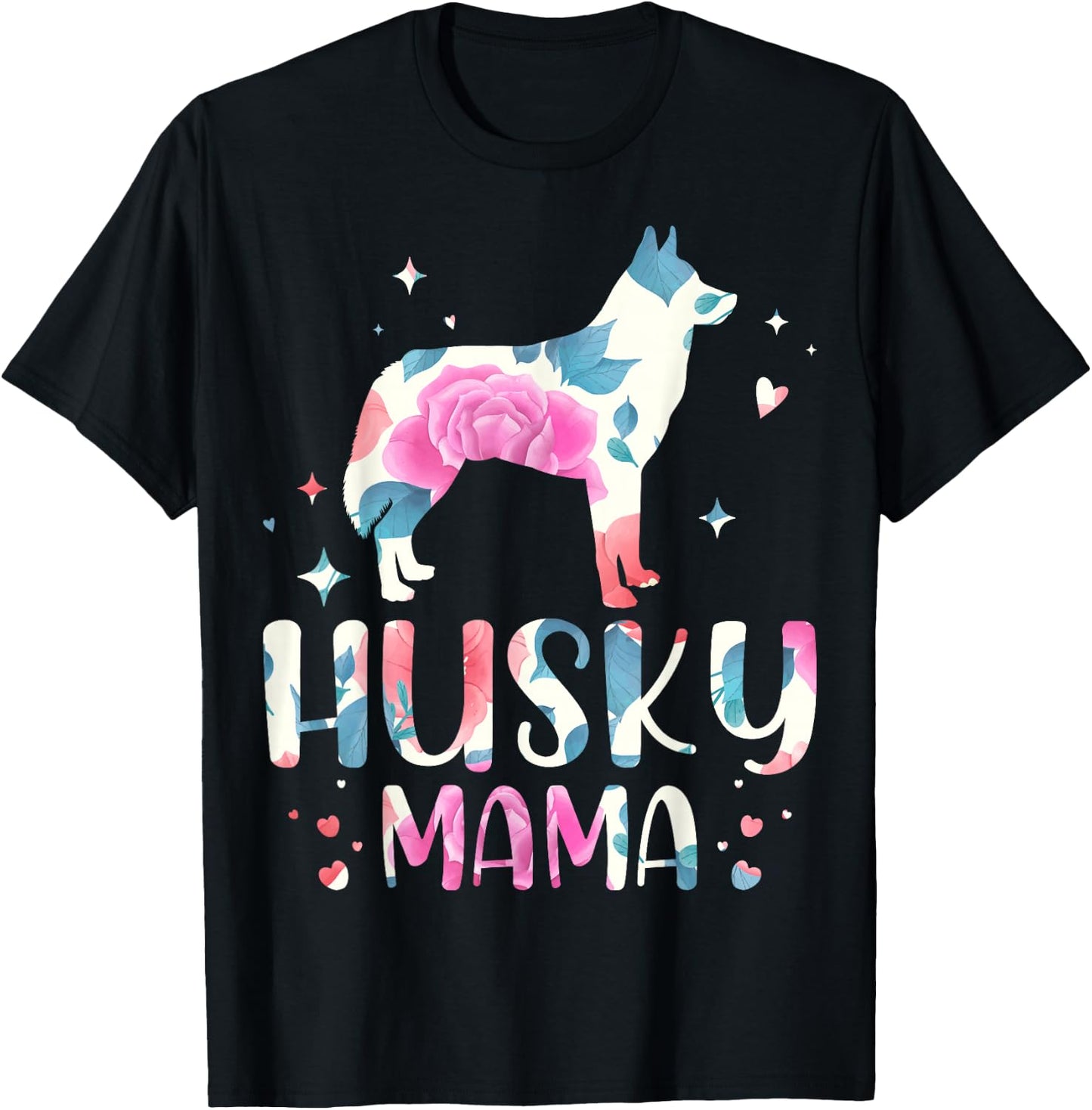 Husky Mama Siberian Husky Dog Lover For Husky Mom Owner T-Shirt - T-Shirt | Black