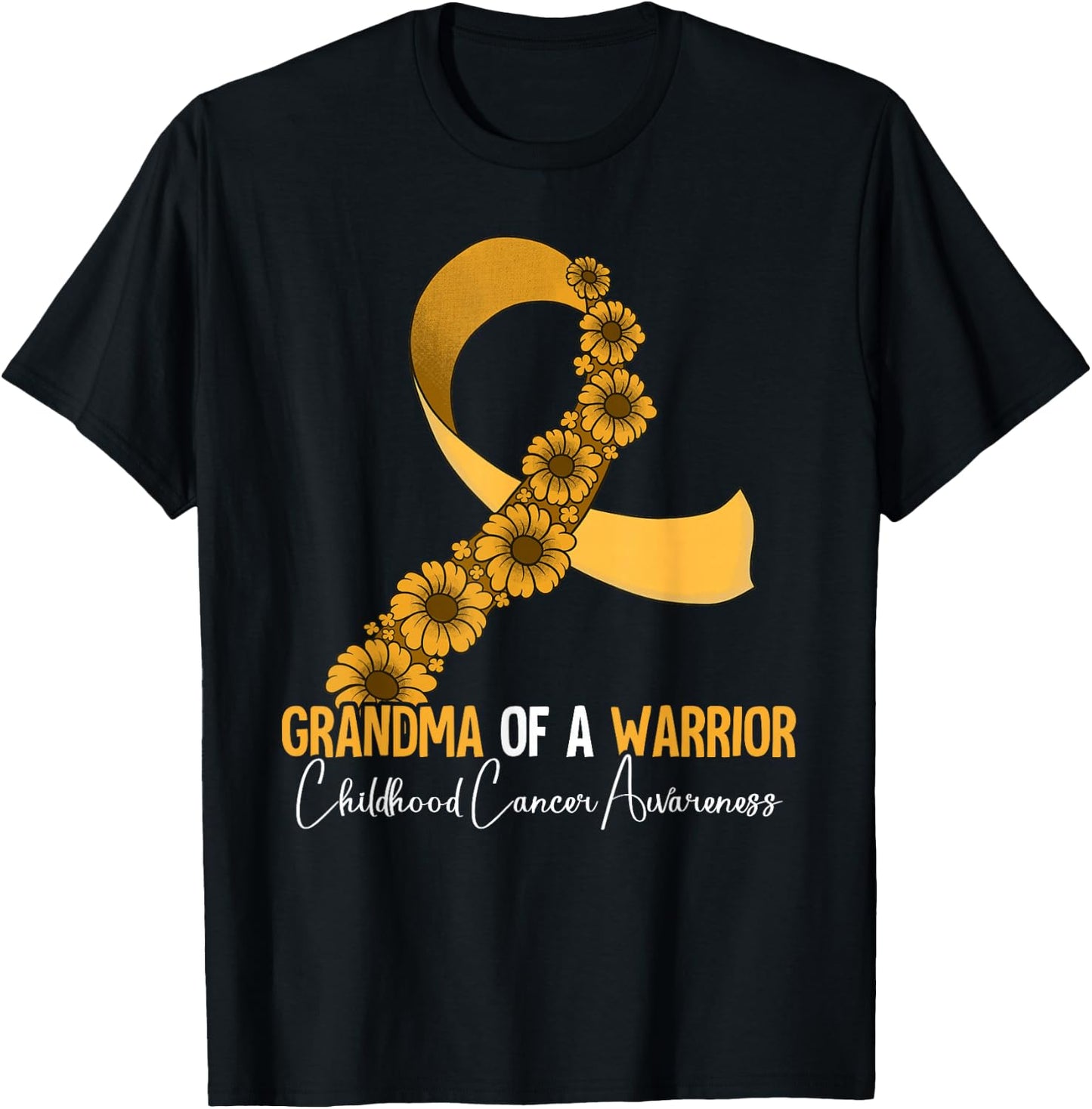 Grandma Of A Warrior Childhood Cancer Awareness T-Shirt - T-Shirt | Black