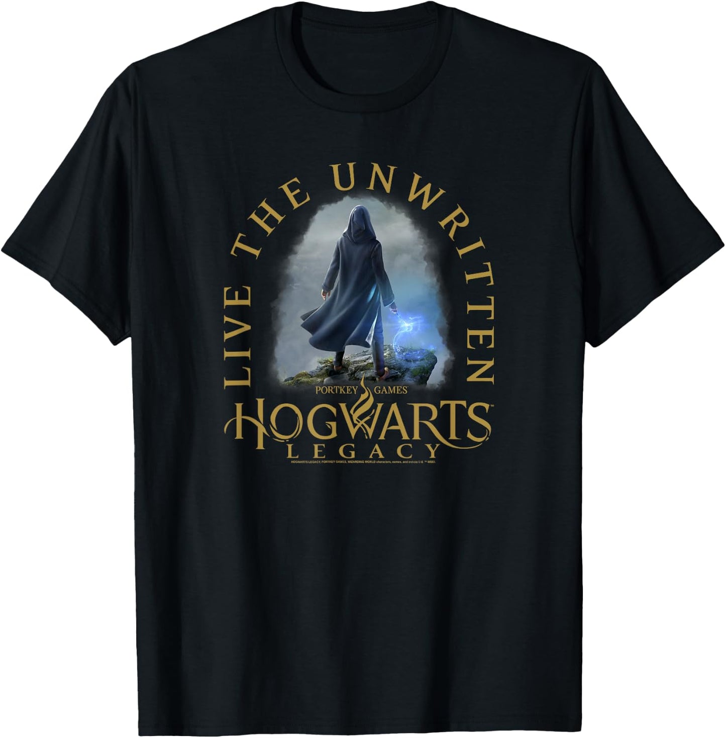 Hogwarts Legacy Live The Unwritten Golden Logo Wizard Poster T-Shirt - T-Shirt | Black