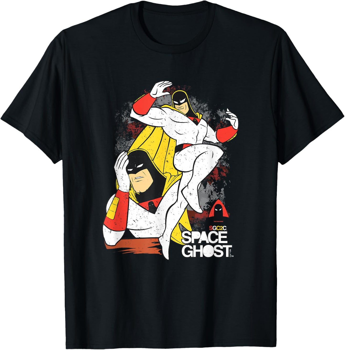 Space Ghost Coast to Coast Vintage Faded Superhero Pose T-Shirt - T-Shirt | Black