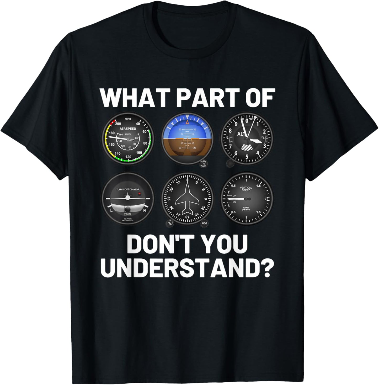 Funny Pilot Art Aviation Six Pack Instruments Flying Plane T-Shirt - T-Shirt | Black
