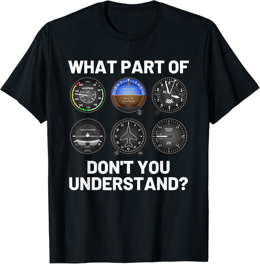 Funny Pilot Art Aviation Six Pack Instruments Flying Plane T-Shirt - T-Shirt | Black