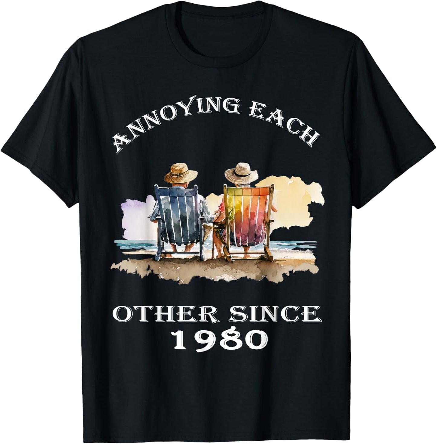 Annoying Each Other Since 1980 Funny Pun T-Shirt - T-Shirt | Black