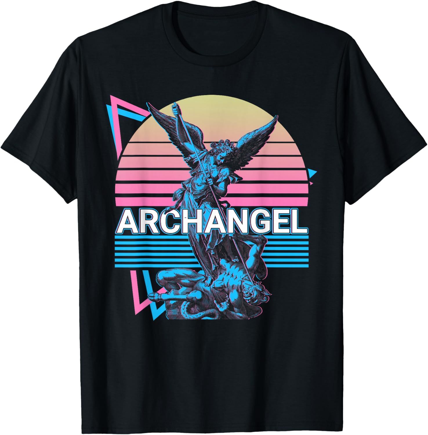 Archangel Michael Saint Michael Retro T-Shirt - T-Shirt | Black