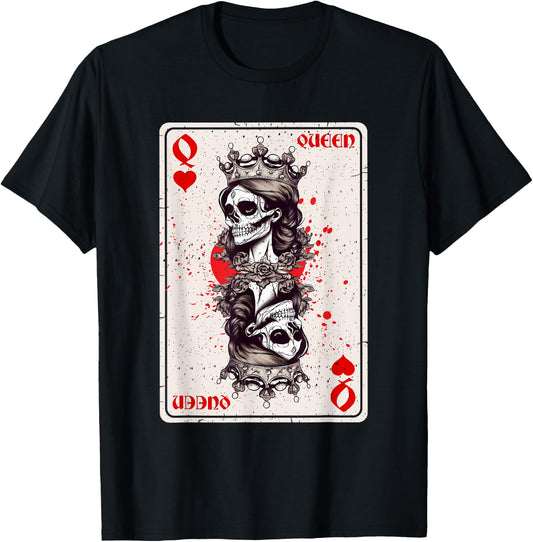 Queen of Hearts Card Game Horror Heart Queen Gothic T-Shirt - T-Shirt | Black