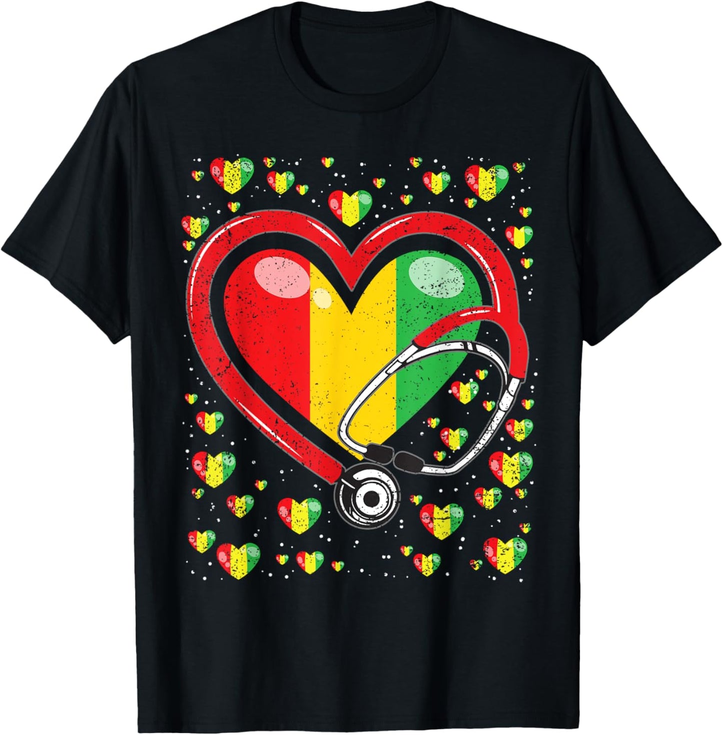 Stethoscope Heart Juneteenth Black History Heart Nurse T-Shirt - T-Shirt | Black