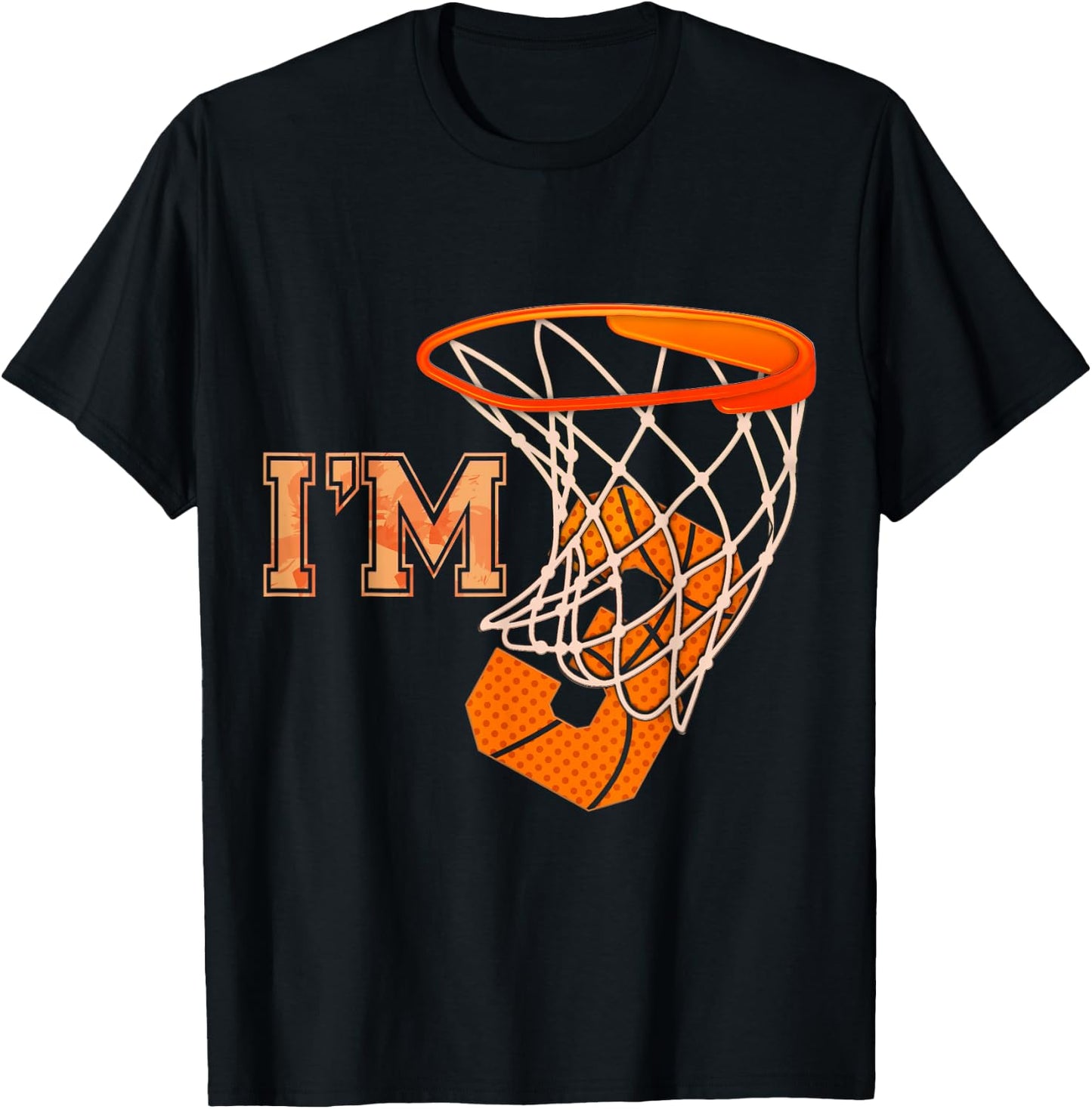 I'm 3 Basketball Theme Birthday Party 3rd Birthday Boy T-Shirt - T-Shirt | Black