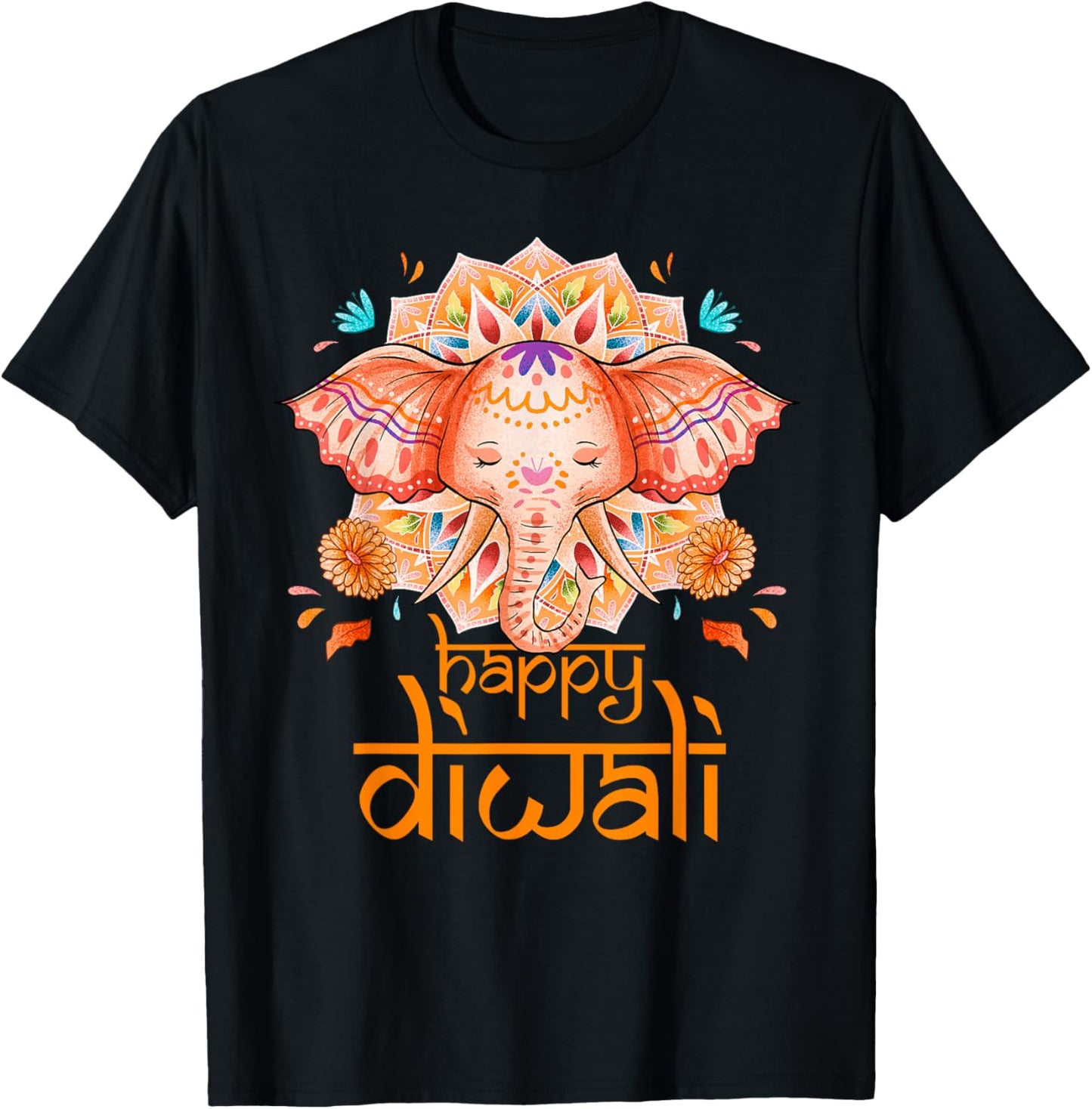 Happy Diwali Festival of Light Hindu Indian | & T-Shirt - T-Shirt | Black