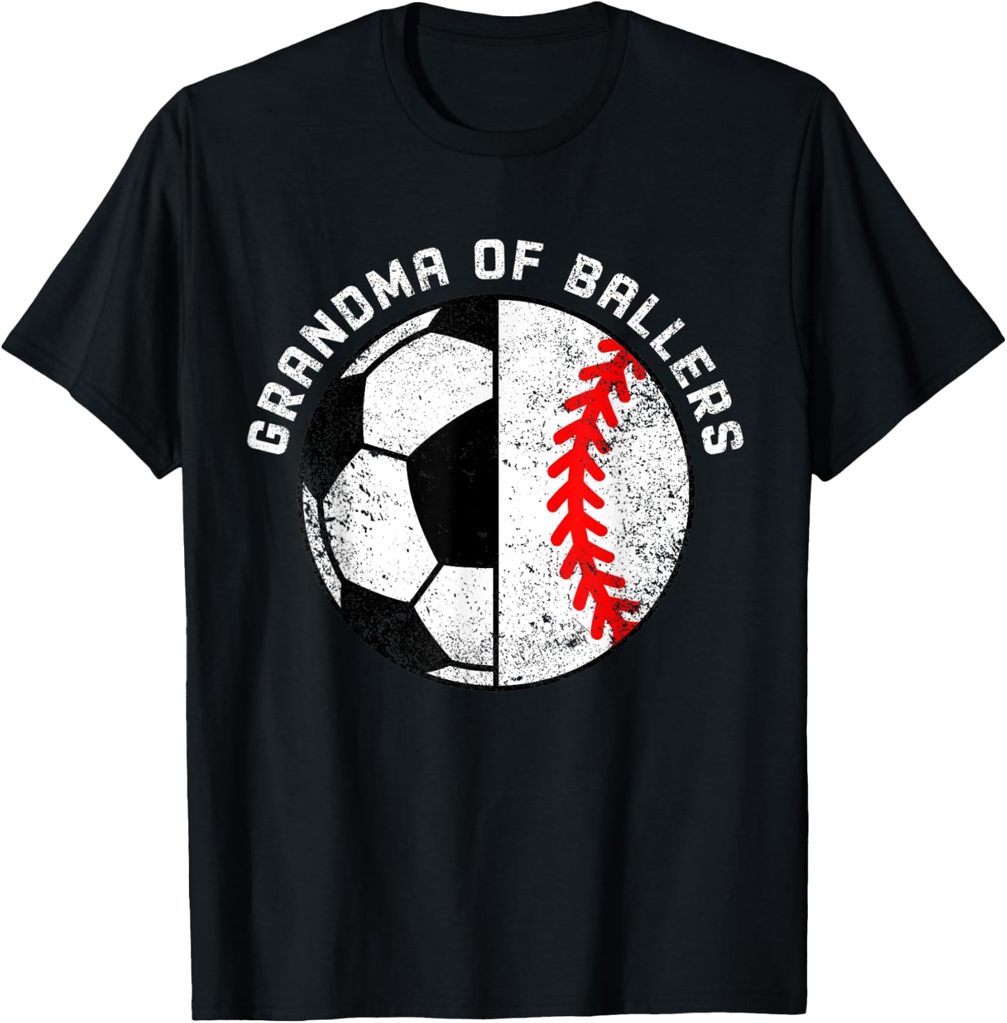 Grandma Of Ballers Funny Soccer Baseball Grandma T-Shirt - T-Shirt | Black