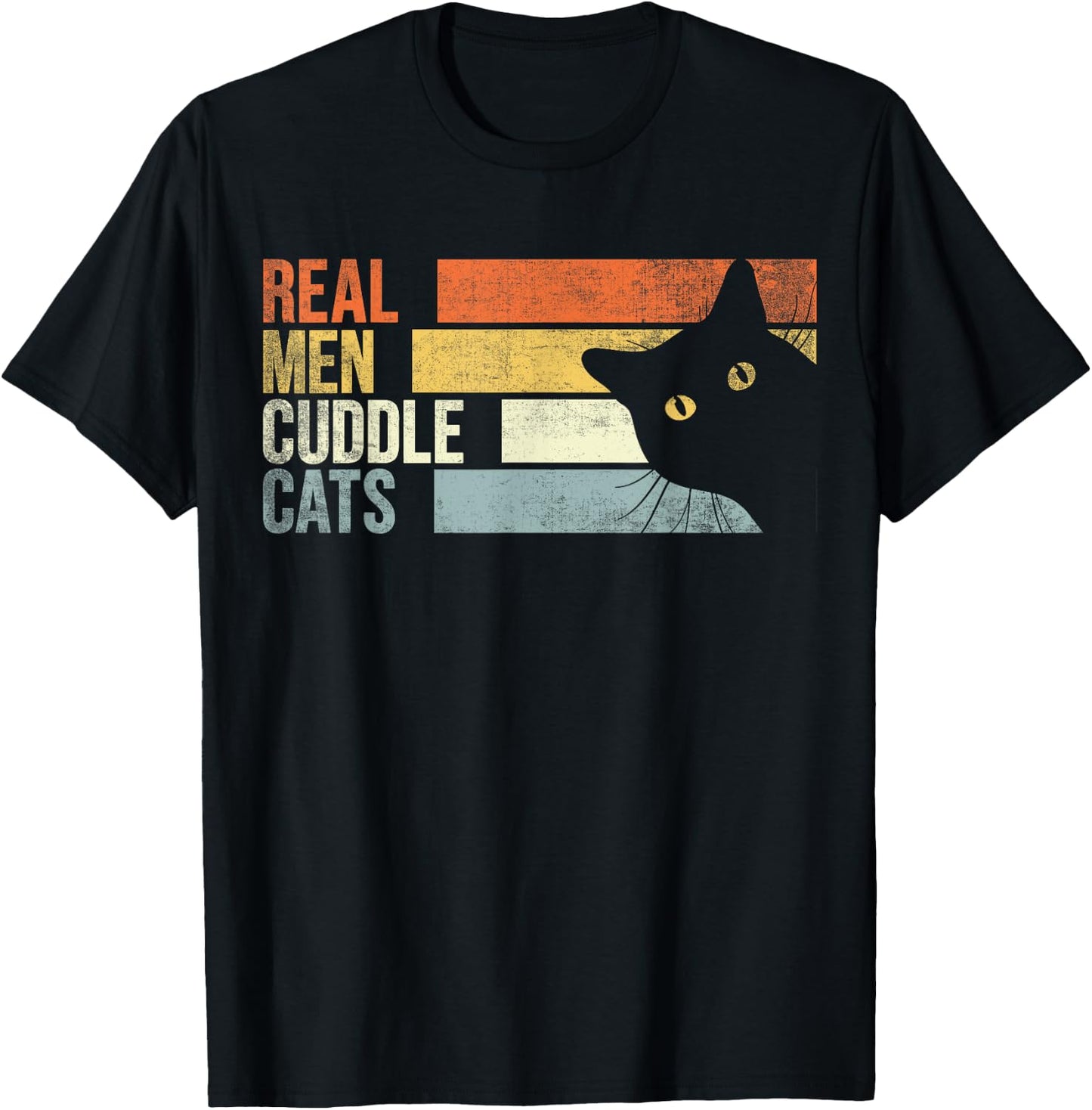 Real Men Cuddle Cats. Funny cats lover T-Shirt - T-Shirt | Black