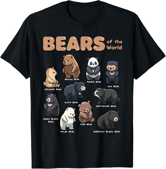 Bear Shirt Bears Animals of The World Bear Lover Zookeeper T-Shirt - T-Shirt | Black