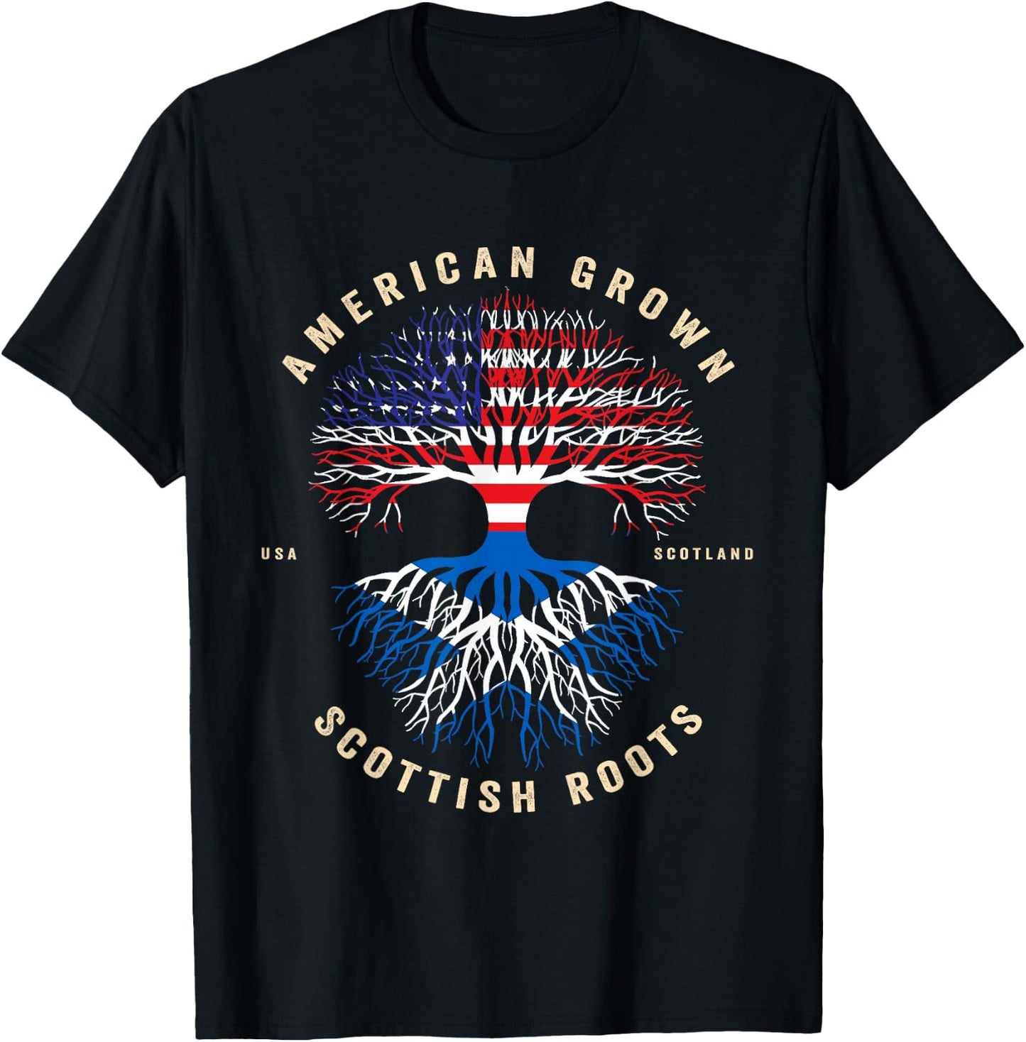 American Grown with Scottish Roots - It's My DNA Scotland T-Shirt - T-Shirt | Black