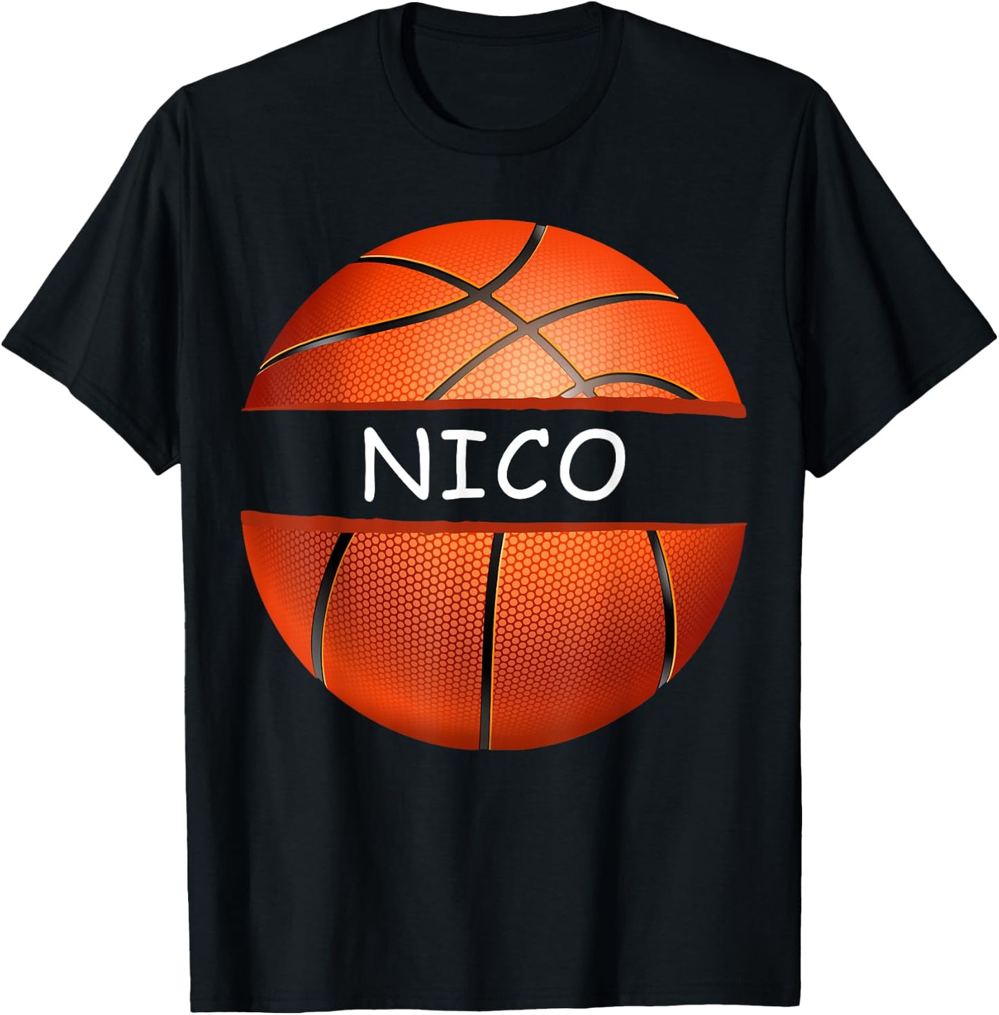 Novelty Personalized Name Nico Sports Basketball T-Shirt - T-Shirt | Black