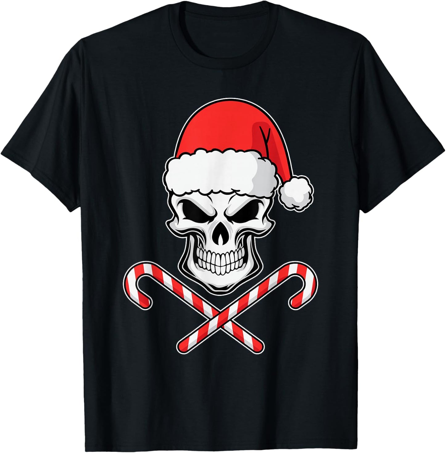 Candy Cane Crew Skull Christmas 2024 Funny Men Boys Girls T-Shirt - T-Shirt | Black