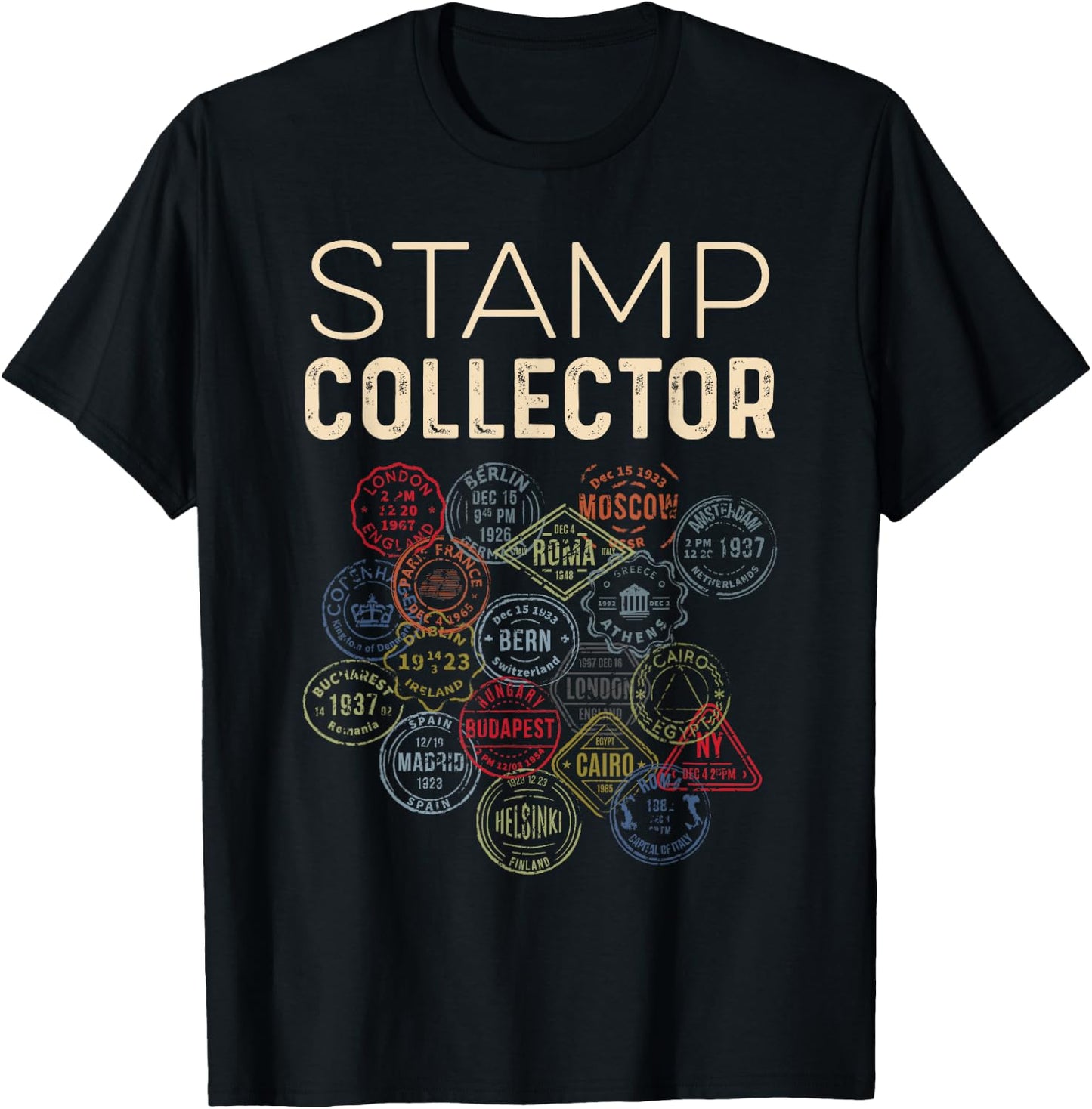 Stamp Collector World Traveler T-Shirt - T-Shirt | Black
