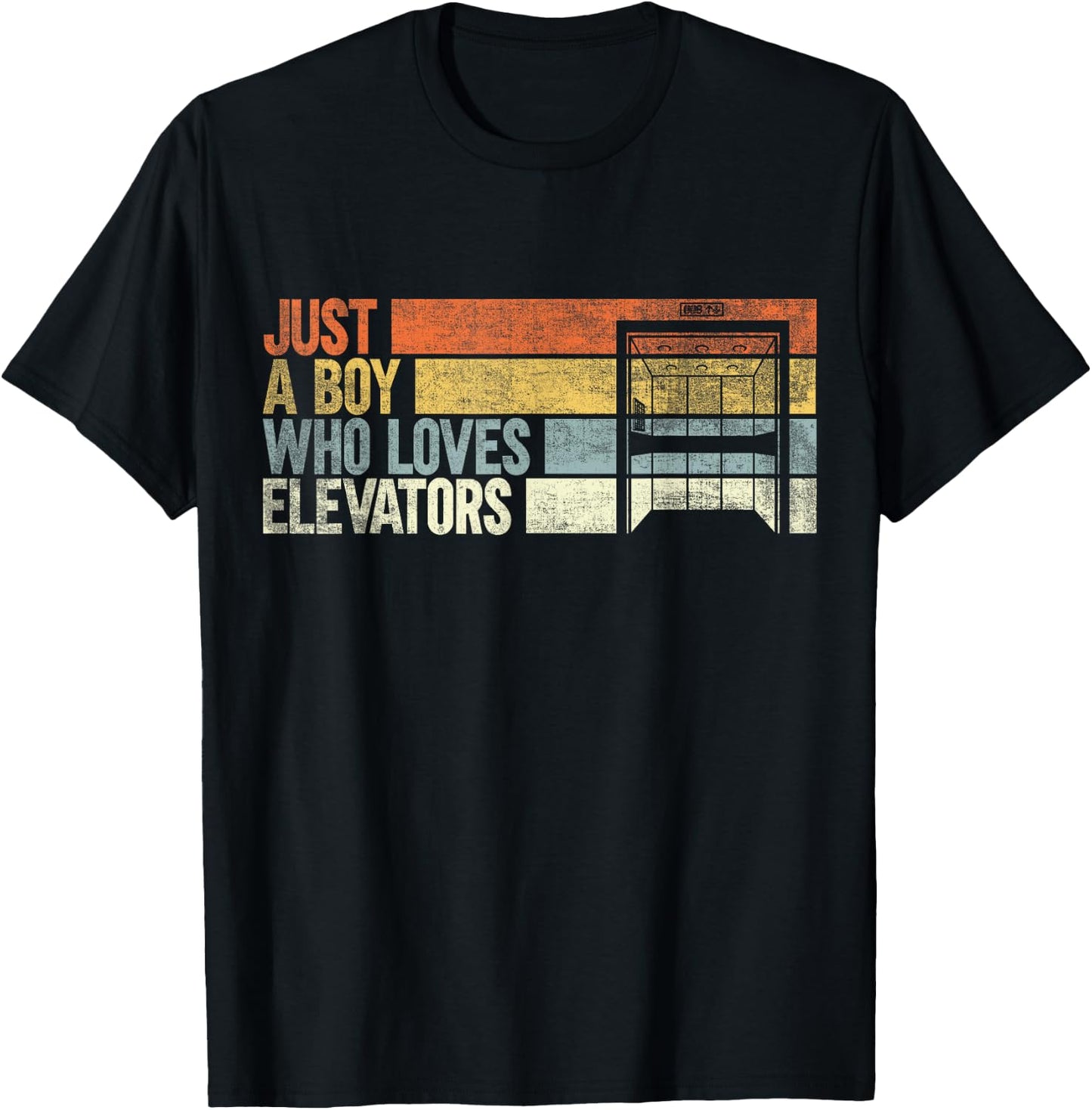 Just a Boy Who Loves Elevators. Funny Elevator T-Shirt - T-Shirt | Black