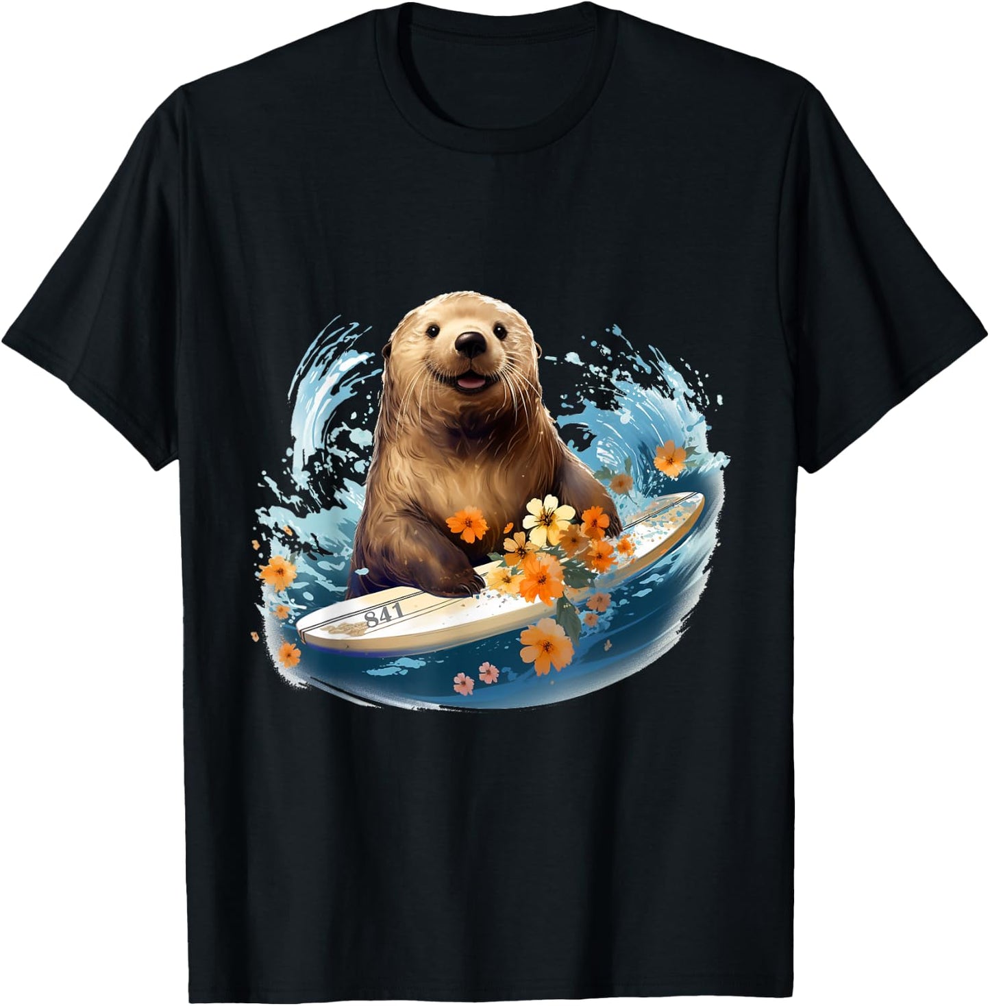 Otter 841 Surfing California Sea T-Shirt - T-Shirt | Black