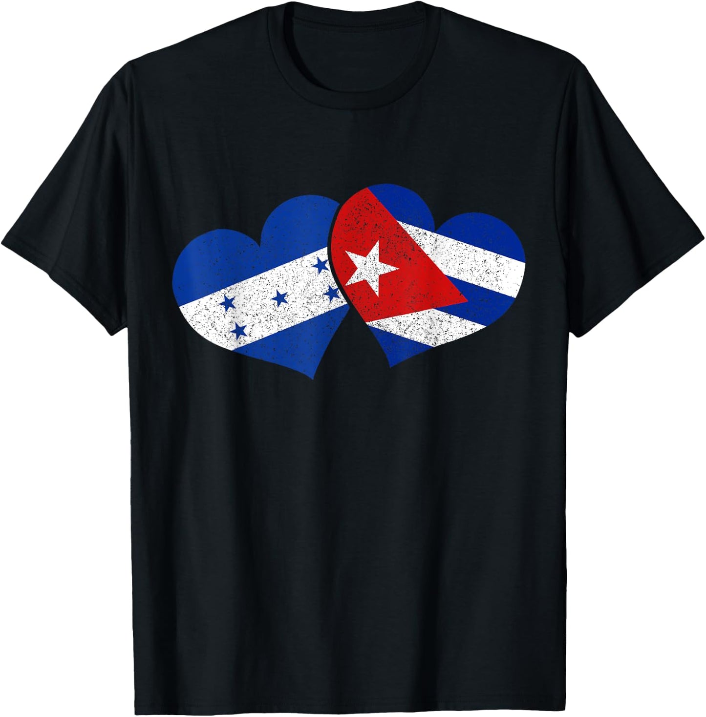 Honduras Cuba Hearts Cuban Honduran Flag Pride Heritage T-Shirt - T-Shirt | Black