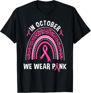 In October We Wear Pink Leopard Rainbow T-Shirt - T-Shirt | Black