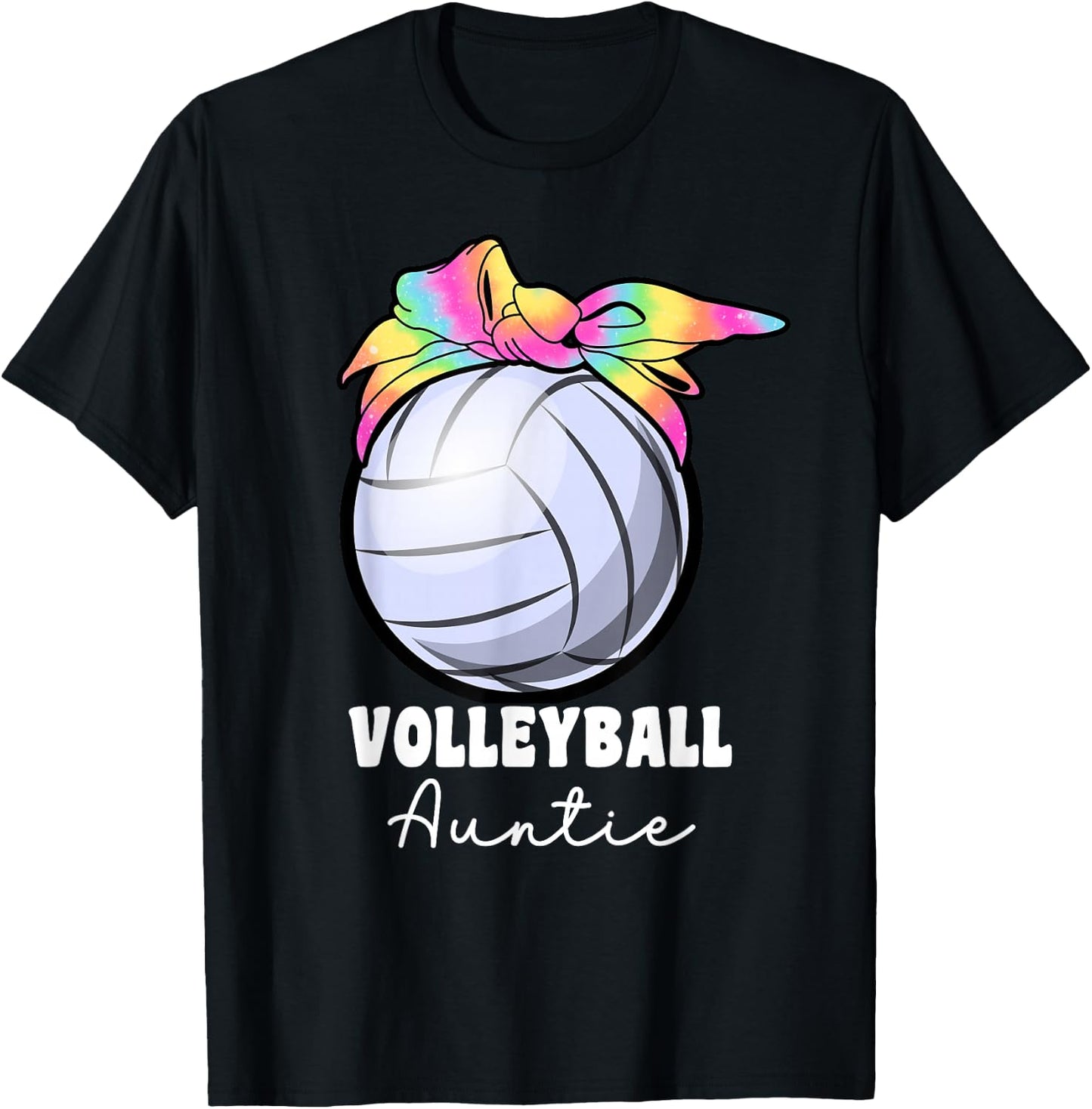 Proud Volleyball Aunt Tie Dye Volleyball Auntie T-Shirt - T-Shirt | Black