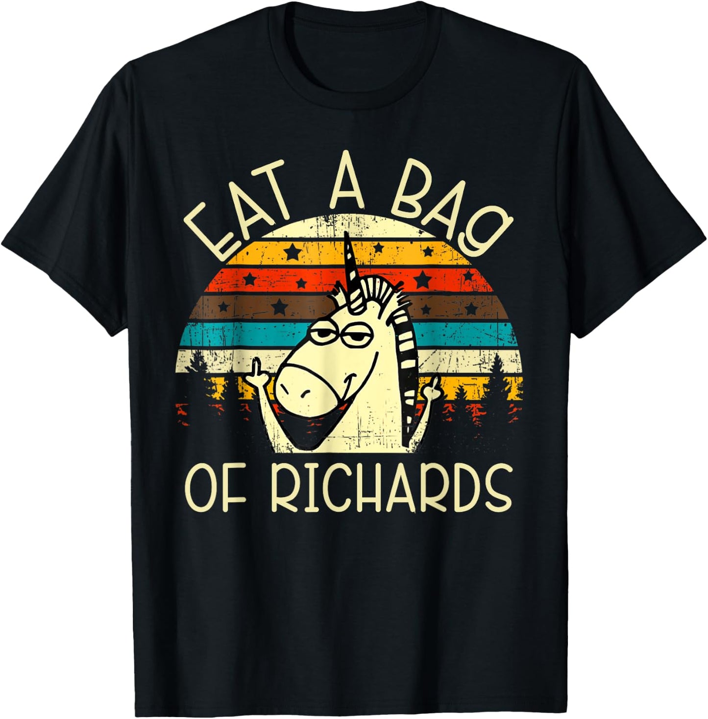 Eat A Bag Of Richards Funny Joke Meme Humor Name Unicorn Men T-Shirt - T-Shirt | Black