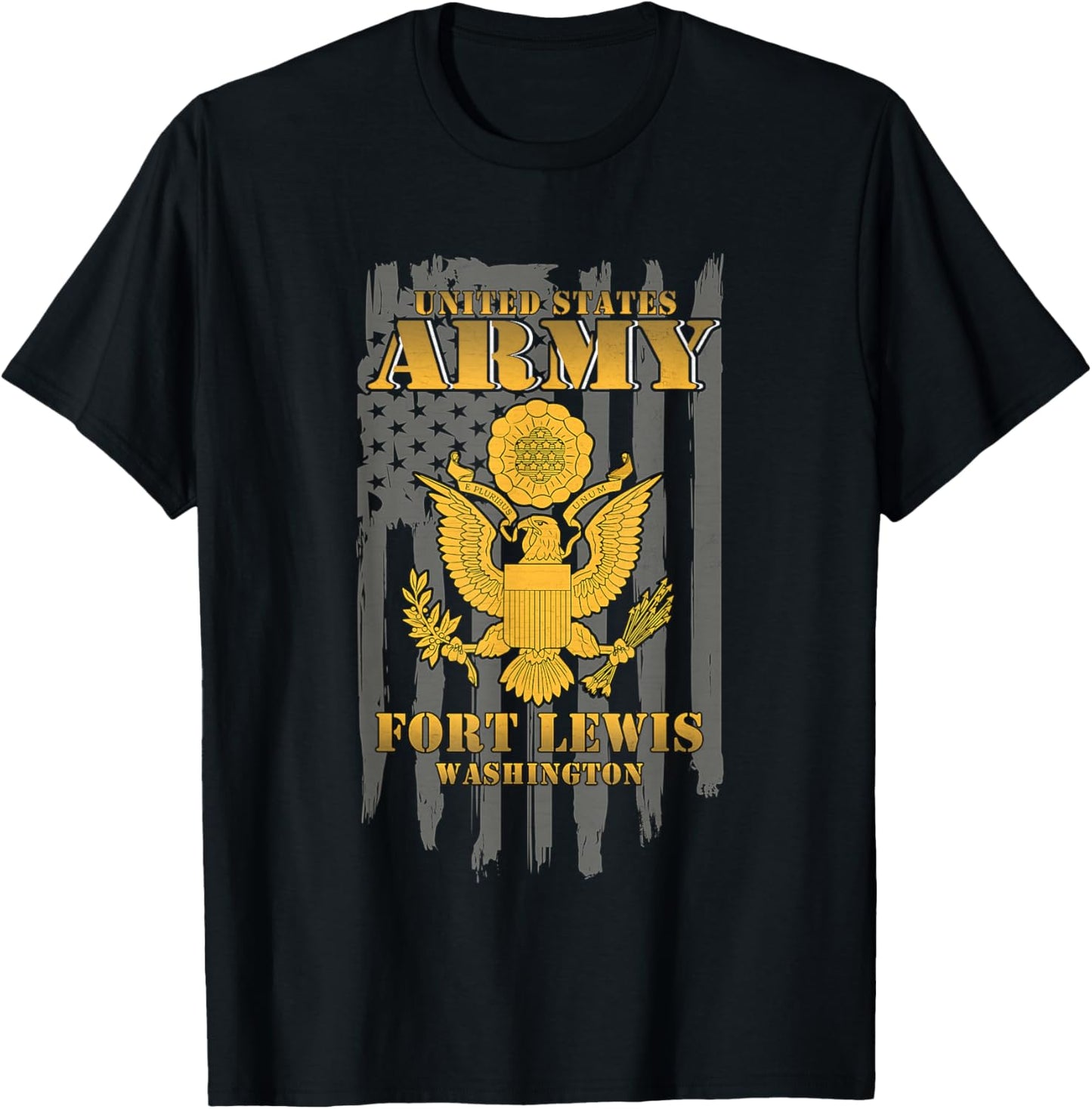Fort Lewis Washington Wa US Army American Flag Vintage Gift Men T-Shirt - T-Shirt | Black
