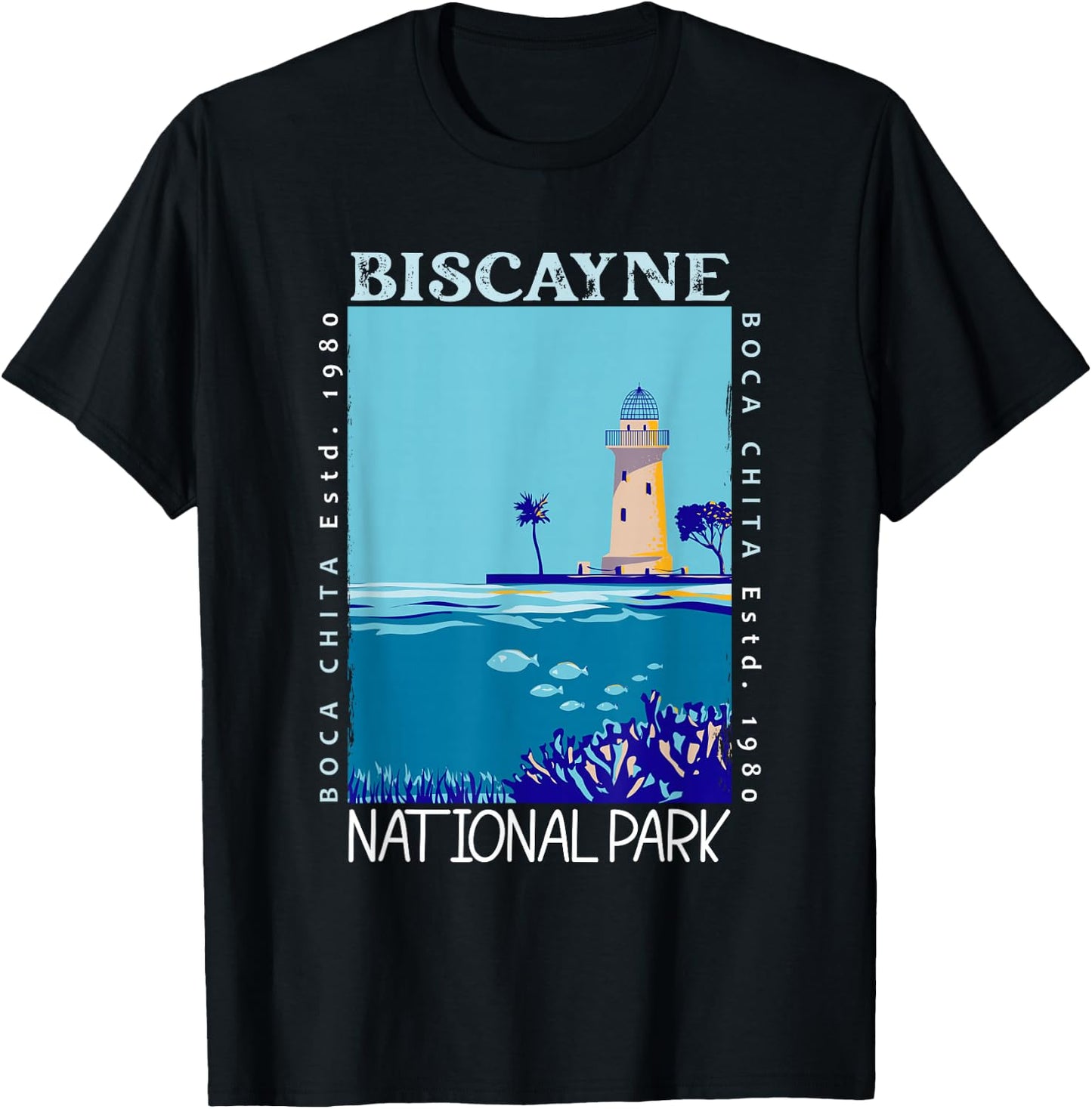 Biscayne National Park Boca Chita Key Distressed Vintage T-Shirt - T-Shirt | Black