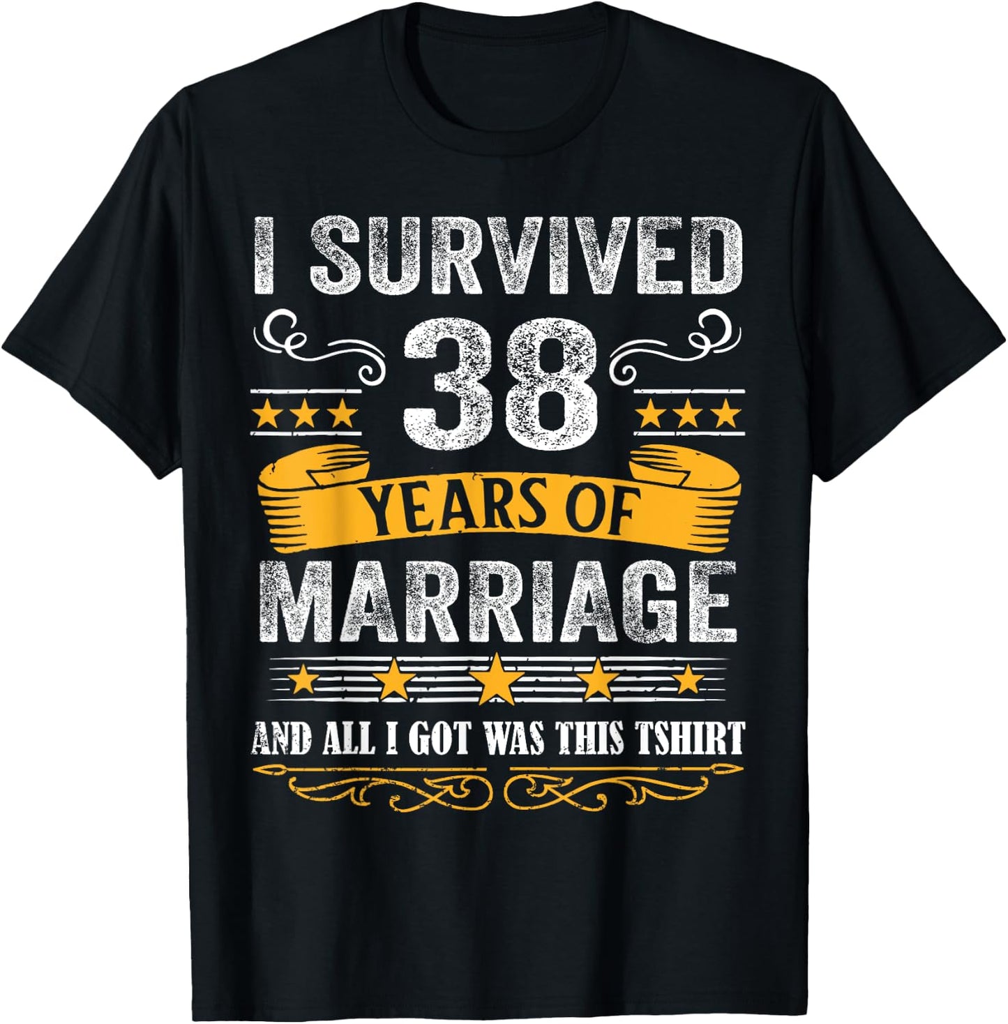 38th Wedding Anniversary shirt Couples Husband Wife 38 Years T-Shirt - T-Shirt | Black