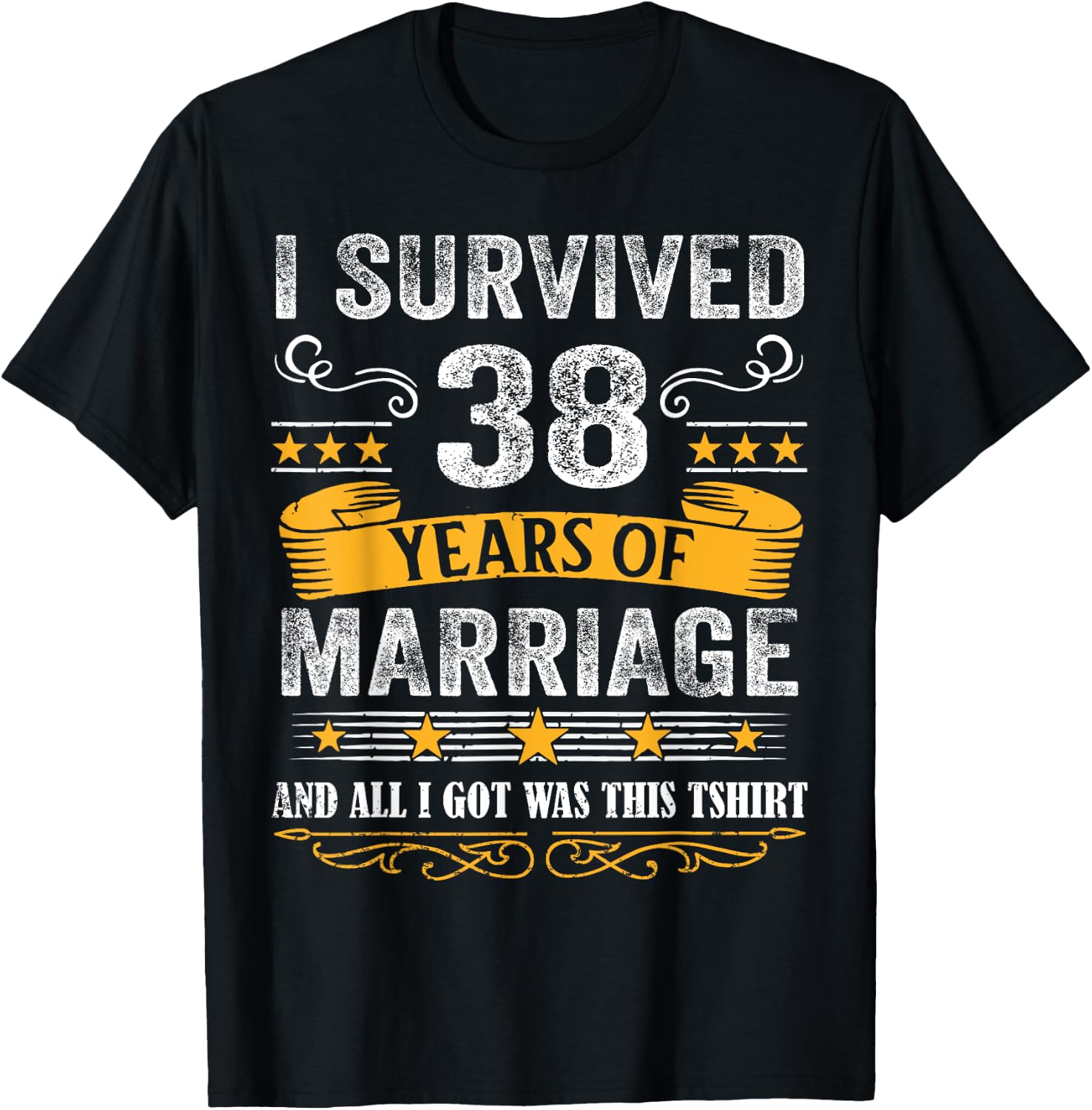 38th Wedding Anniversary shirt Couples Husband Wife 38 Years T-Shirt - T-Shirt | Black