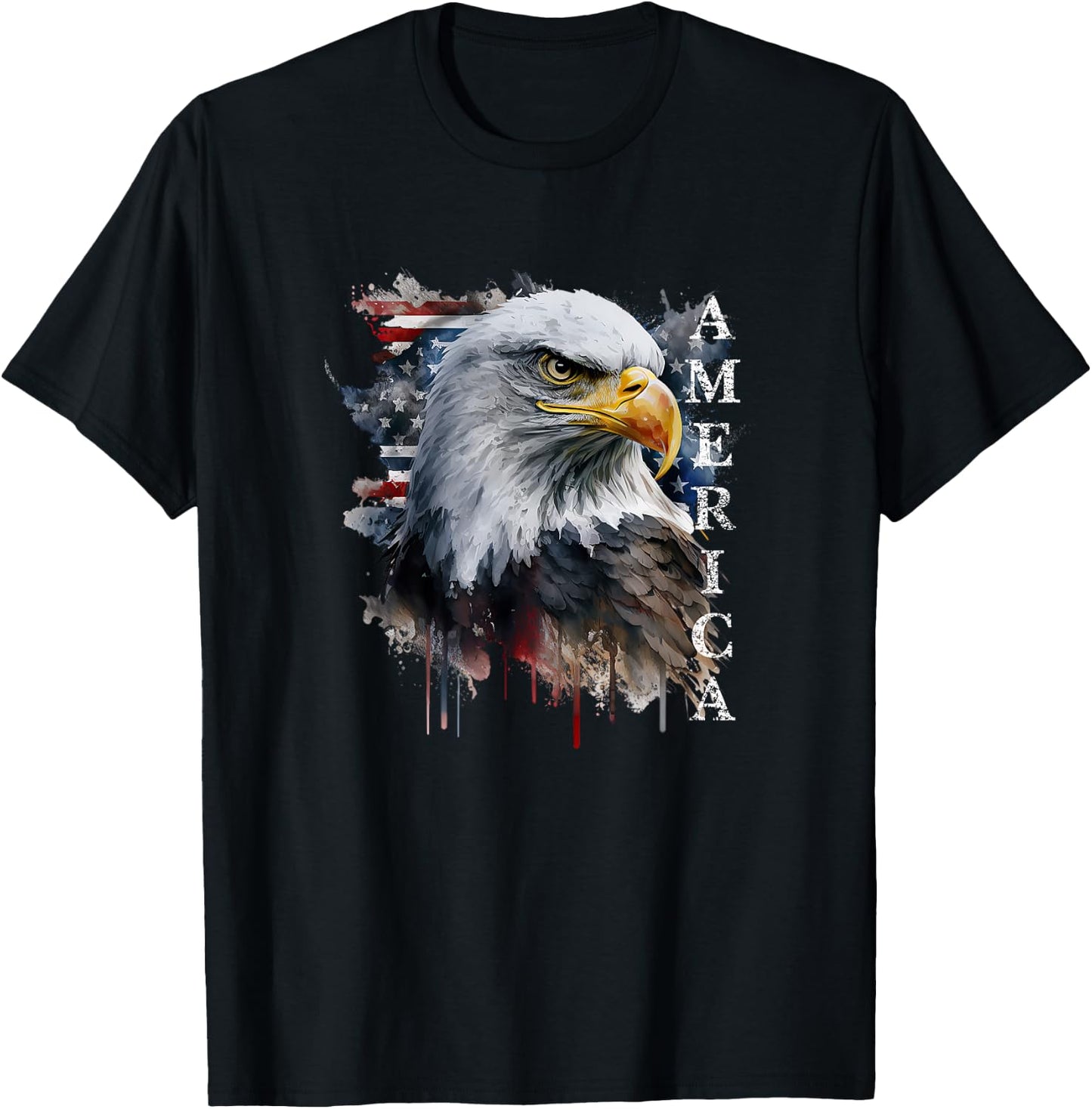 USA Motif American Eagle America T-Shirt - T-Shirt | Black
