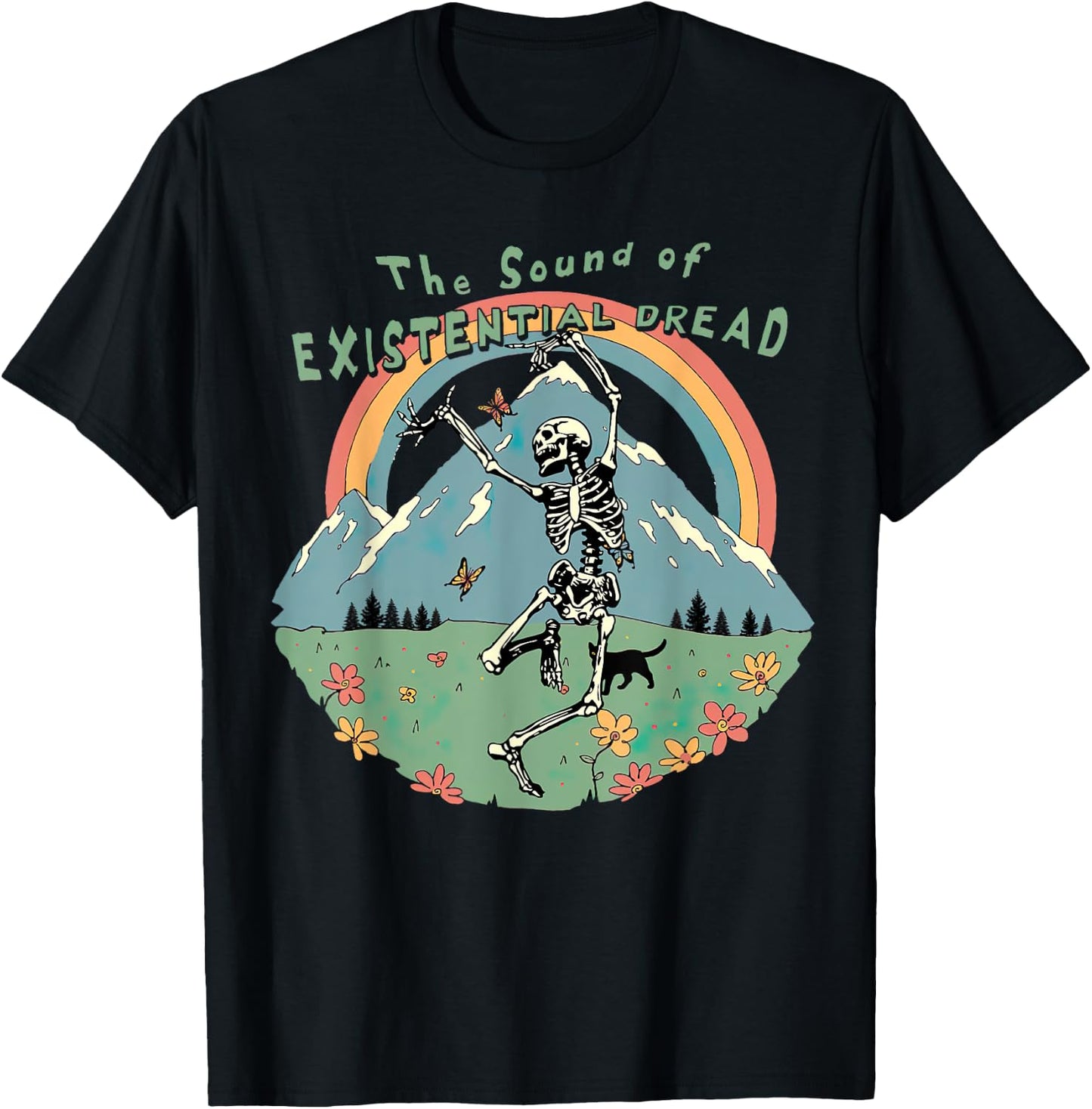 The Sound Of Existential Dread, Skeleton Dancing On Grass T-Shirt - T-Shirt | Black