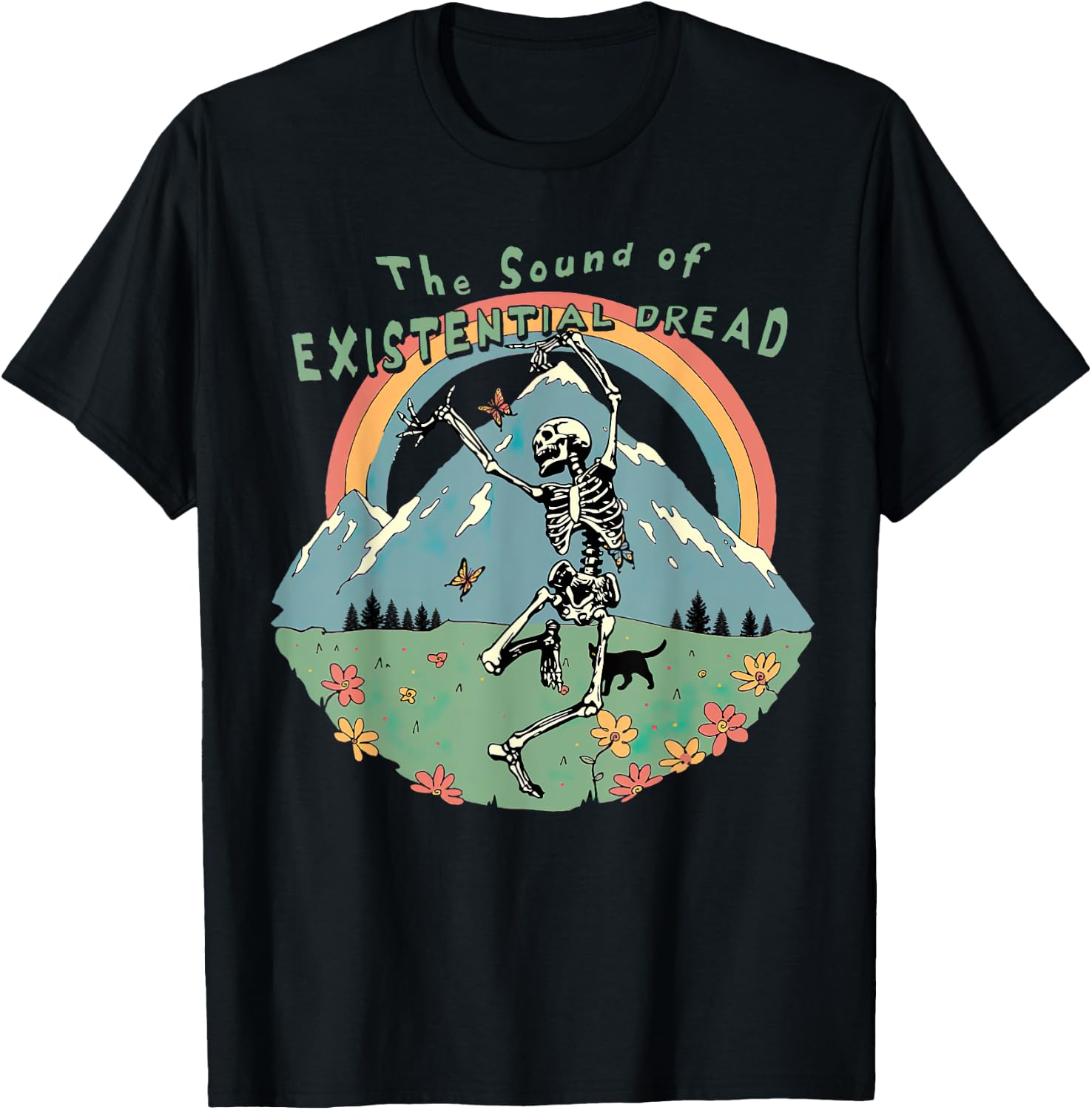The Sound Of Existential Dread, Skeleton Dancing On Grass T-Shirt - T-Shirt | Black