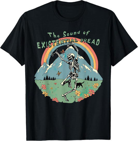 The Sound Of Existential Dread, Skeleton Dancing On Grass T-Shirt - T-Shirt | Black