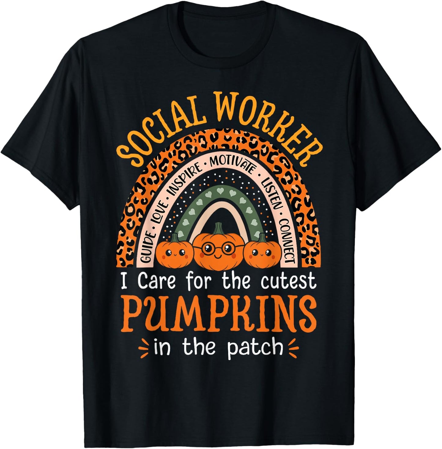 School Social Worker Rainbow Halloween School Worker T-Shirt - T-Shirt | Black