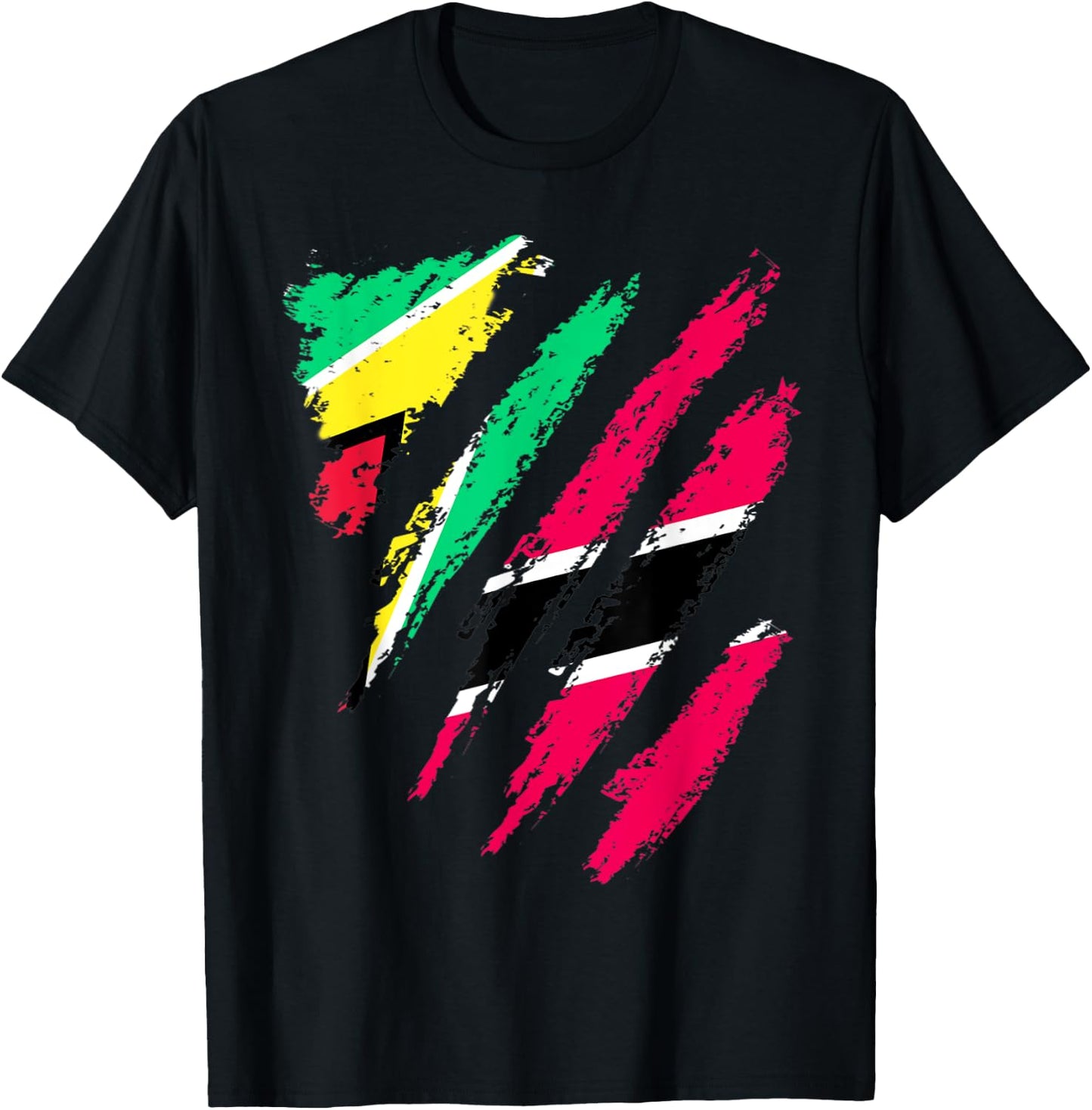 Guyana Flag Trinidad&Tobago Grown Patriot Country Stripes T-Shirt - T-Shirt | Black