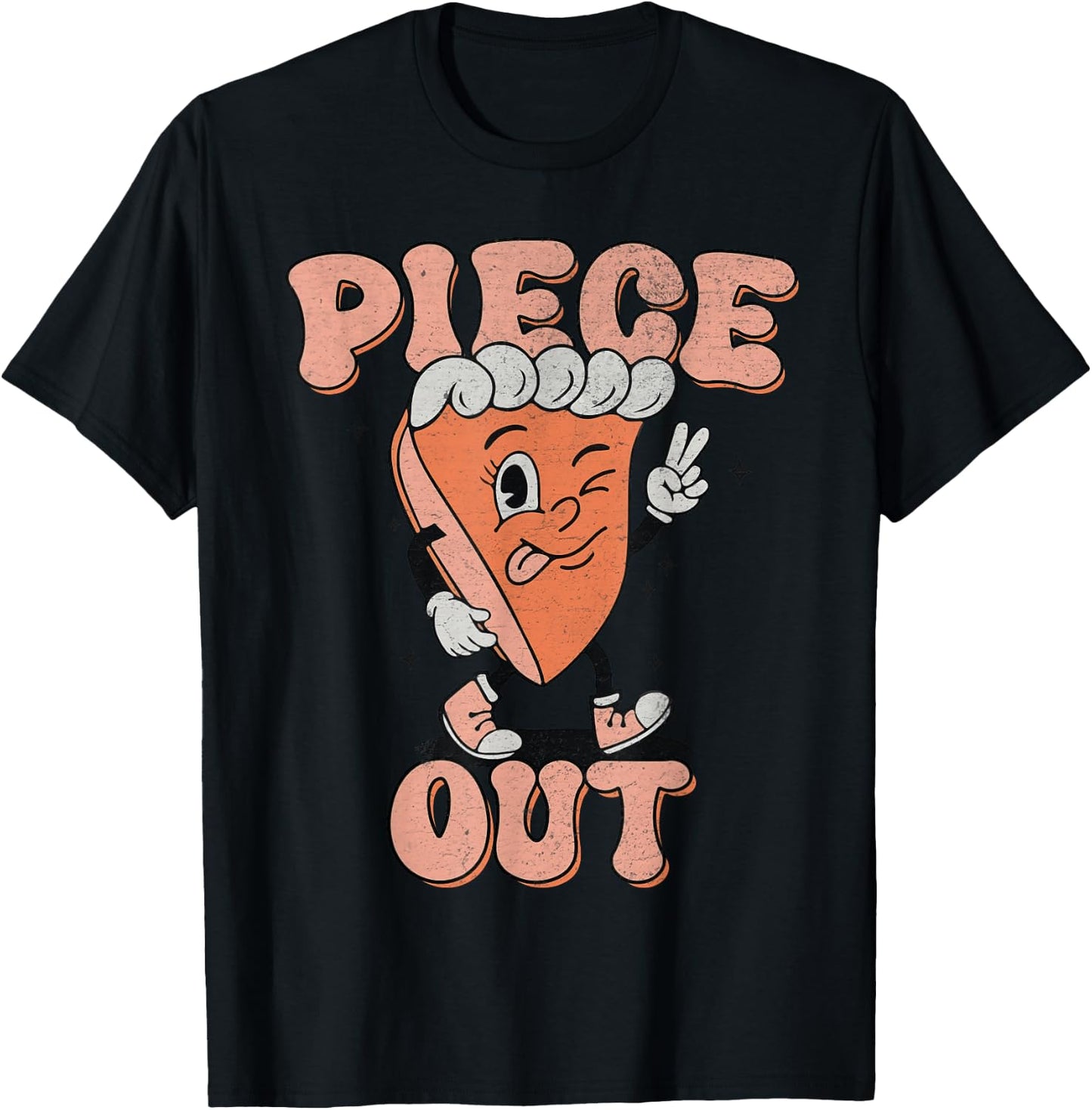 Piece Out Pumpkin Pie Retro Thanksgiving Fall Vibes Groovy T-Shirt - T-Shirt | Black