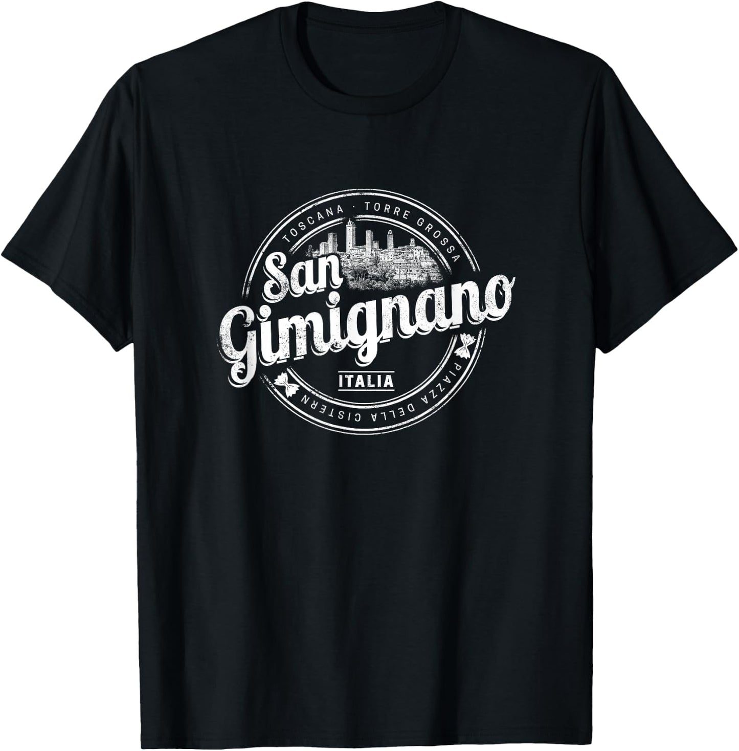 San Gimignano Tuscany Retro Italy Vintage Souvenir T-Shirt - T-Shirt | Black