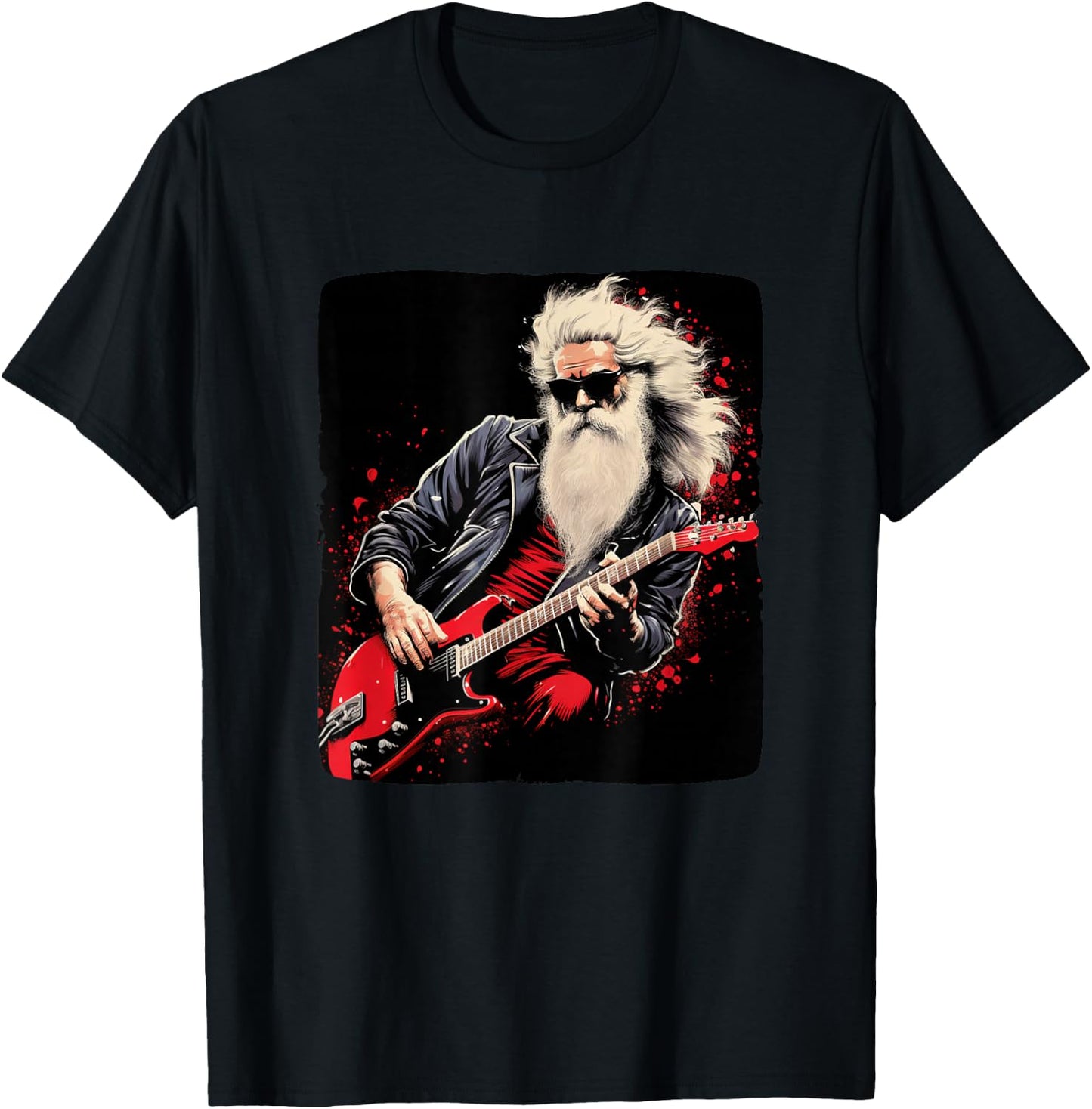 Rock'n Roll Santa Claus Costume for Christmas Eve Party T-Shirt - T-Shirt | Black