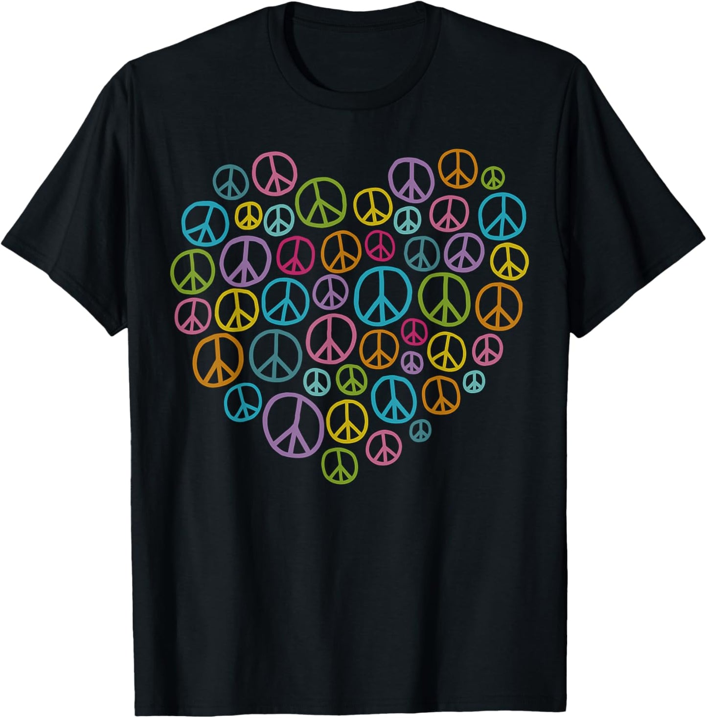 PEACE SIGN LOVE 60s 70s Tie Dye Hippie Costume T-Shirt - T-Shirt | Black