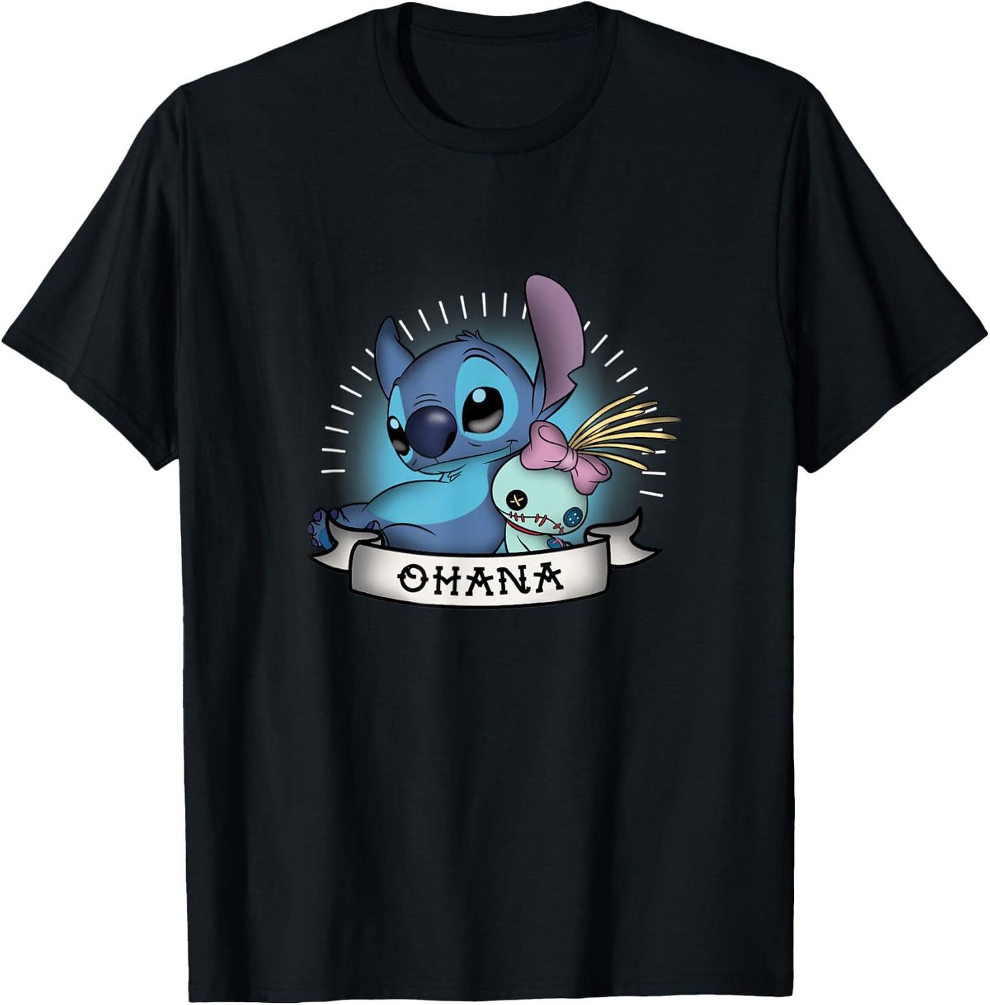 Disney Lilo & Stitch Ohana Stitch & Scrump Cute Portrait T-Shirt - T-Shirt | Black