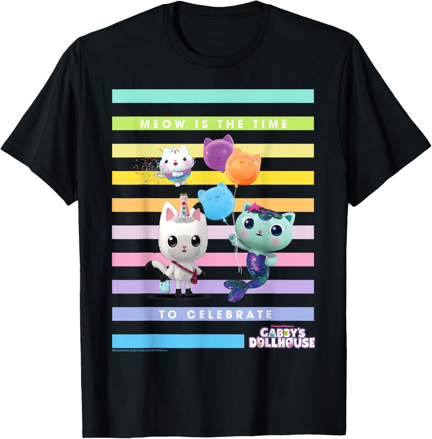 DreamWorks Gabby's Dollhouse Time to Celebrate T-Shirt - T-Shirt | Black