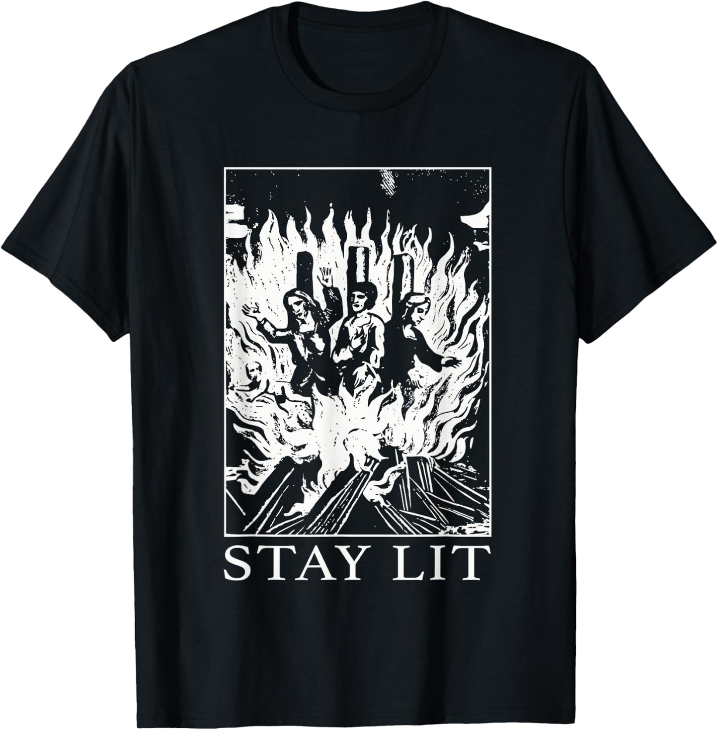 Occult Stay Lit Satan Devil Hell Unholy Antichrist Witch T-Shirt - T-Shirt | Black