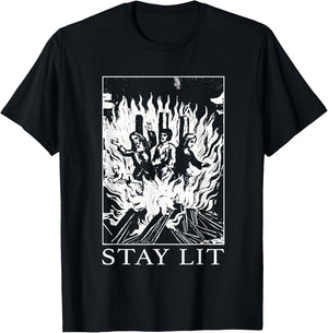 Occult Stay Lit Satan Devil Hell Unholy Antichrist Witch T-Shirt - T-Shirt | Black