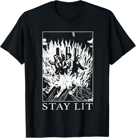 Occult Stay Lit Satan Devil Hell Unholy Antichrist Witch T-Shirt - T-Shirt | Black