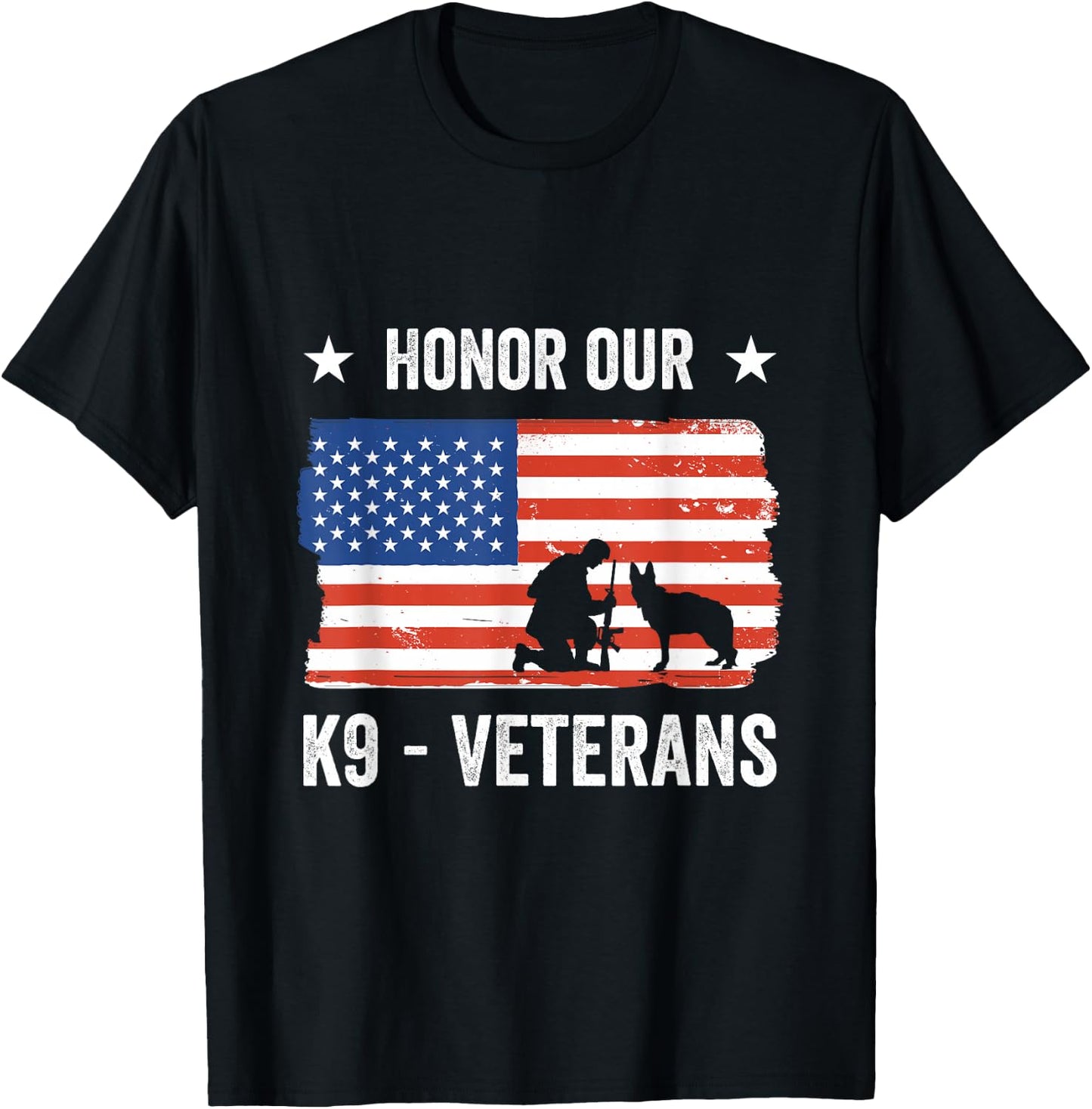 Honor Our K9 Veterans Military Working Dog T-Shirt - T-Shirt | Black