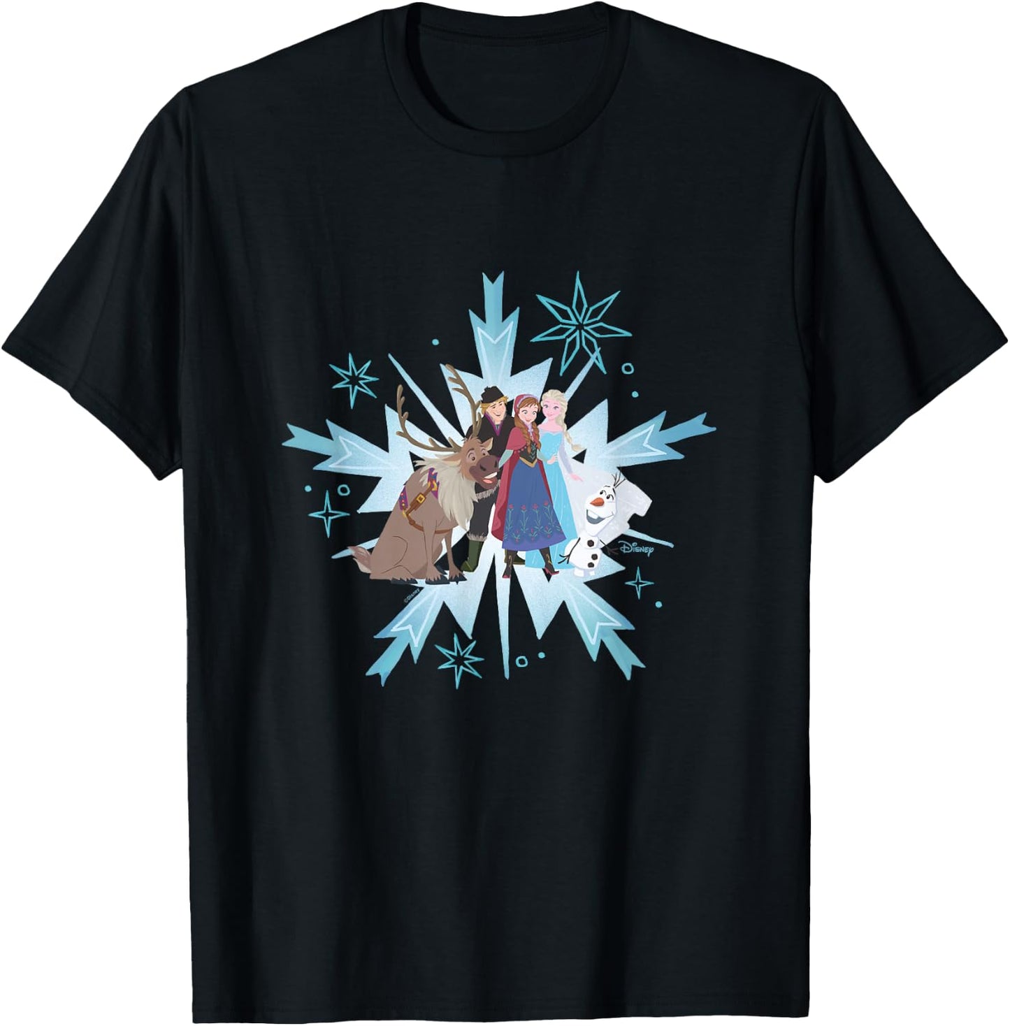 Frozen - Elsa Anna Kristoff Olaf Sven T-Shirt - T-Shirt | Black