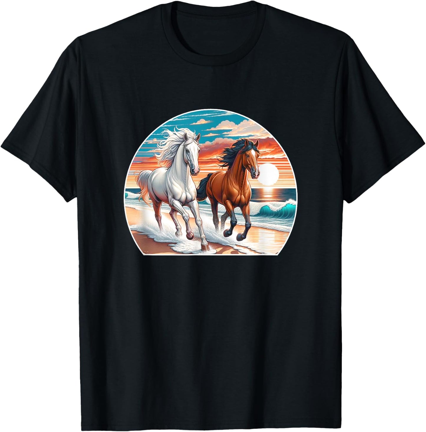 Horses Running On The Beach - Women Kids T-Shirt - T-Shirt | Black