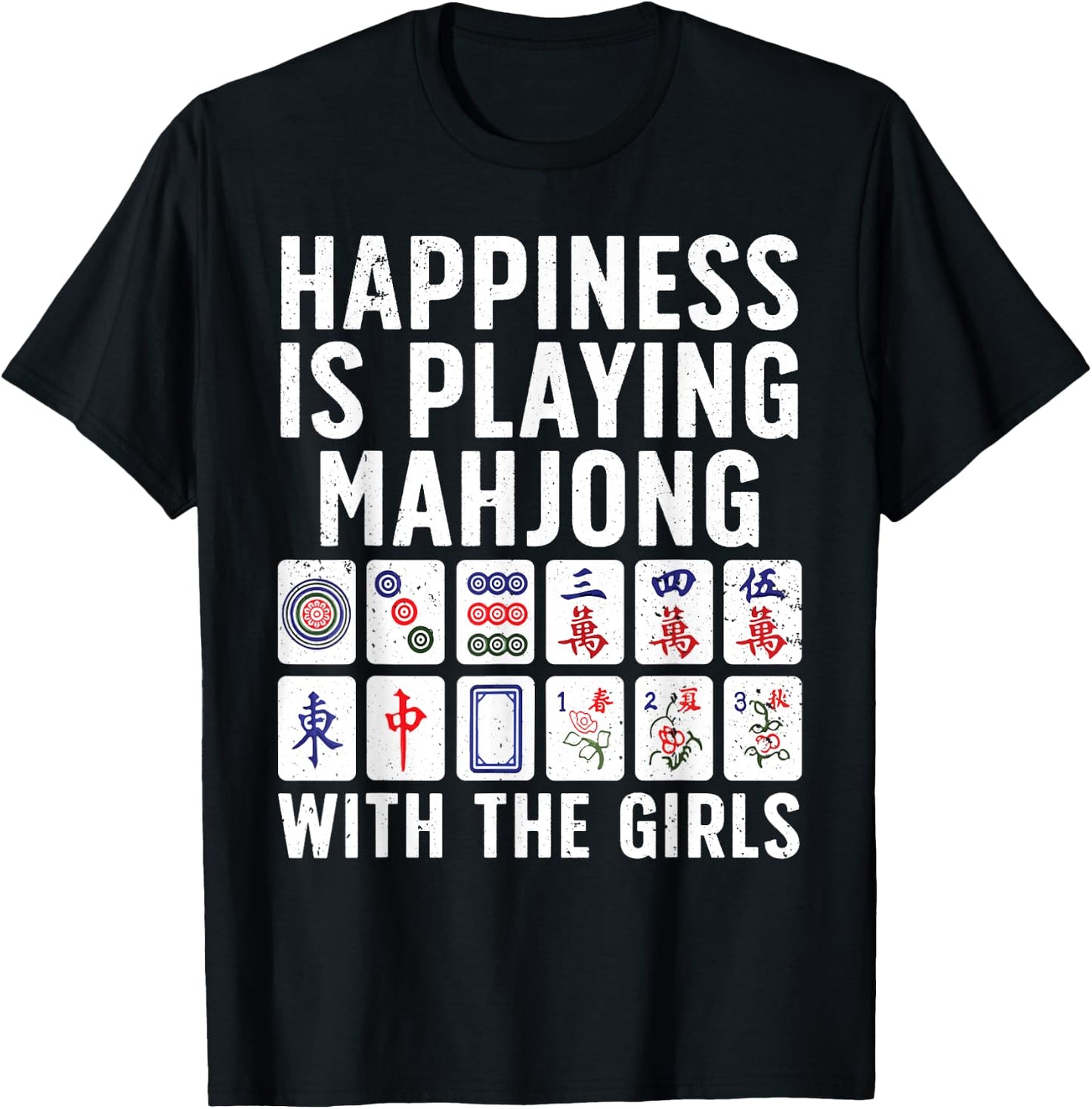 Funny Mahjong Girls Tile Game Mah Jongg Lovers T-Shirt - T-Shirt | Black