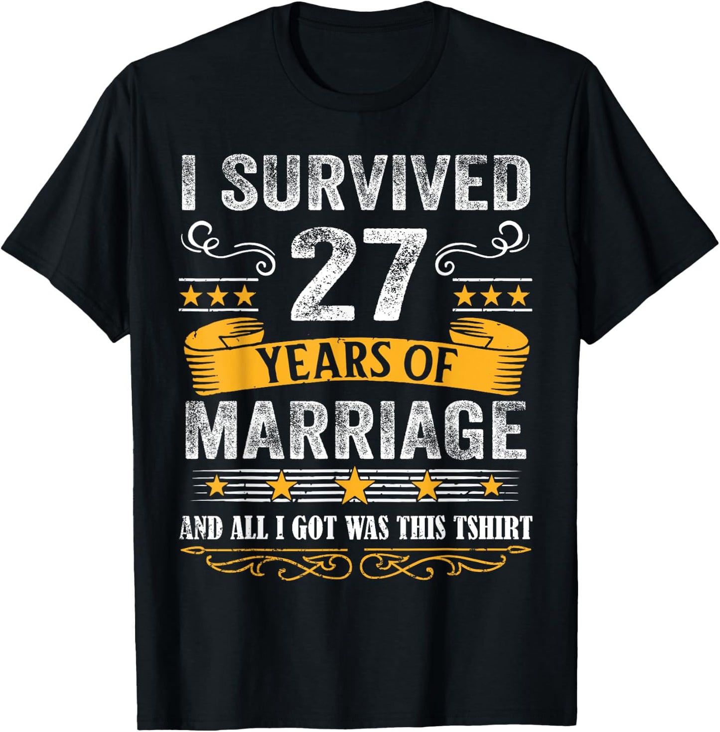 27th Wedding Anniversary shirt Couples Husband Wife 27 Years T-Shirt - T-Shirt | Black