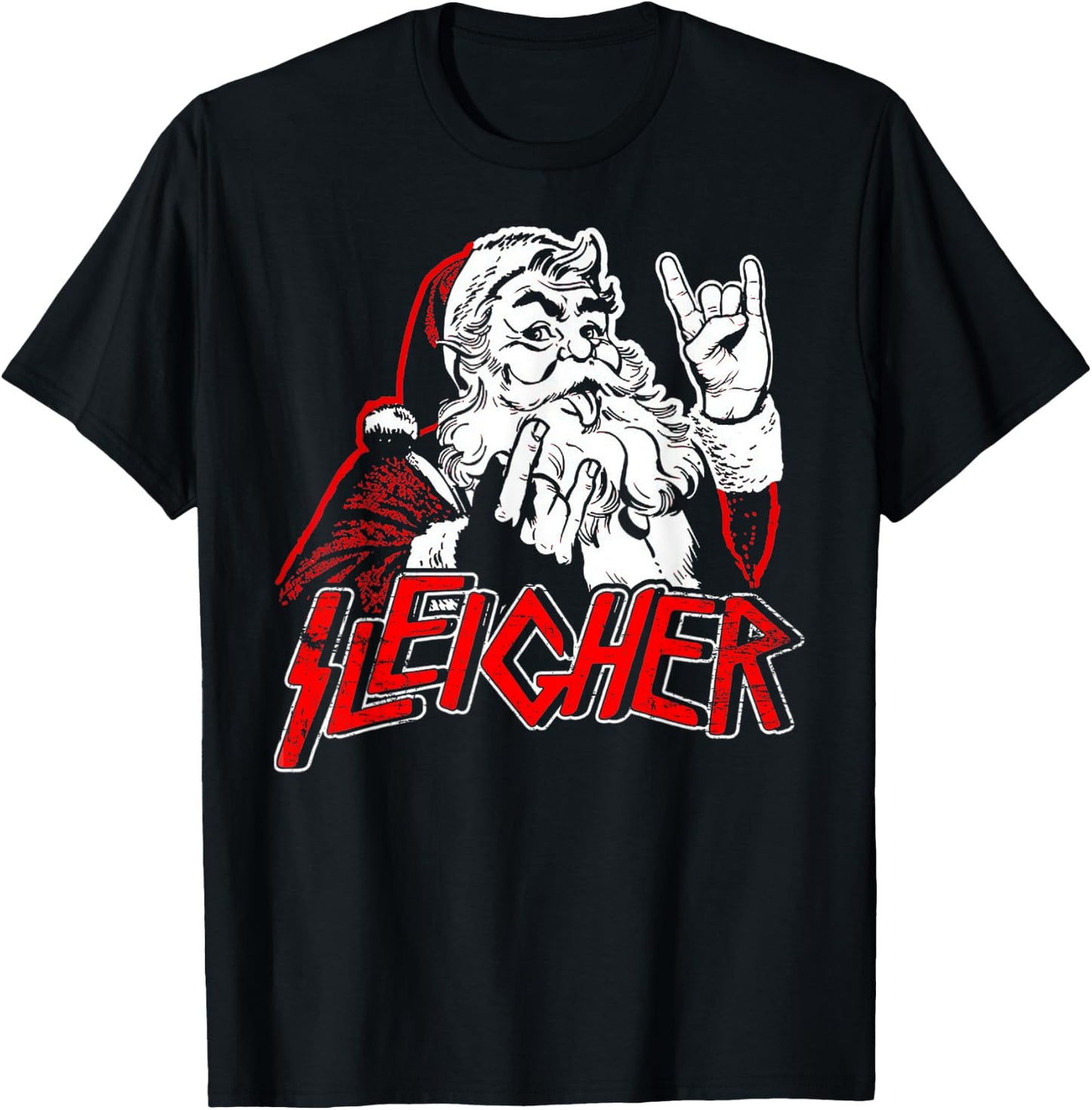 Sleigher Hail Santa Heavy Metal Christmas & Women T-Shirt - T-Shirt | Black